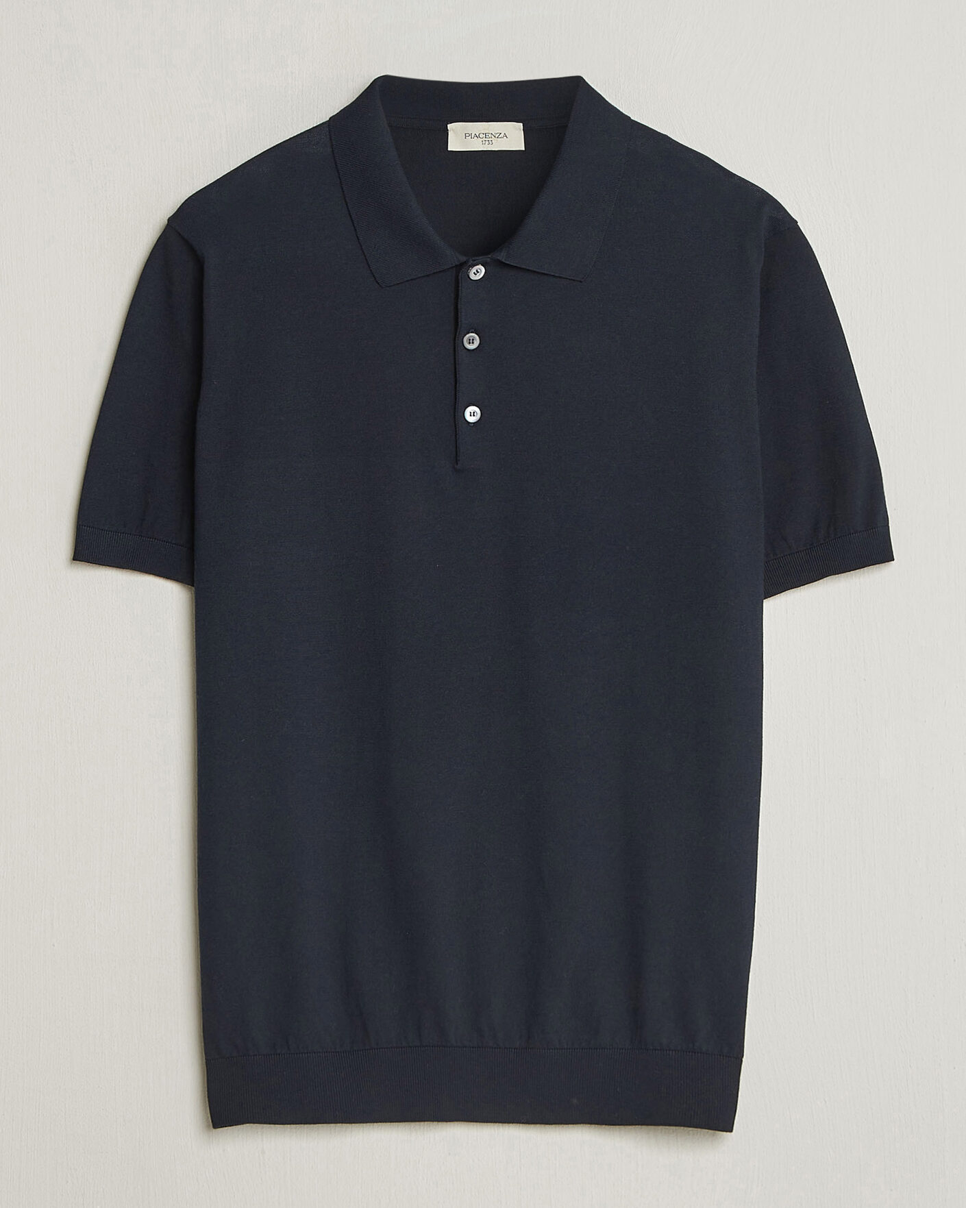 Uomini | Polo | Piacenza Cashmere | Short Sleeve Knitted Polo Navy