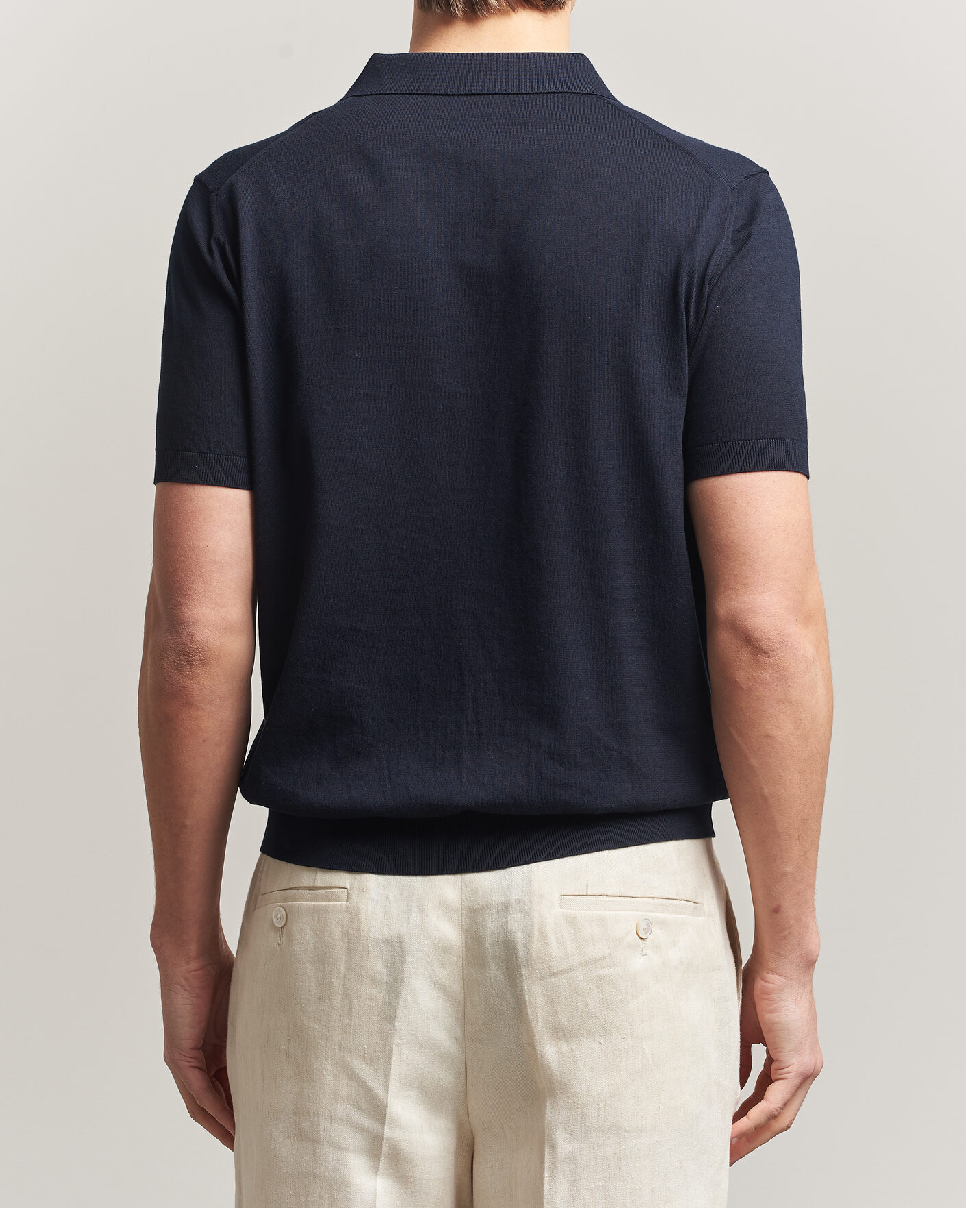 Uomini | Polo | Piacenza Cashmere | Short Sleeve Knitted Polo Navy
