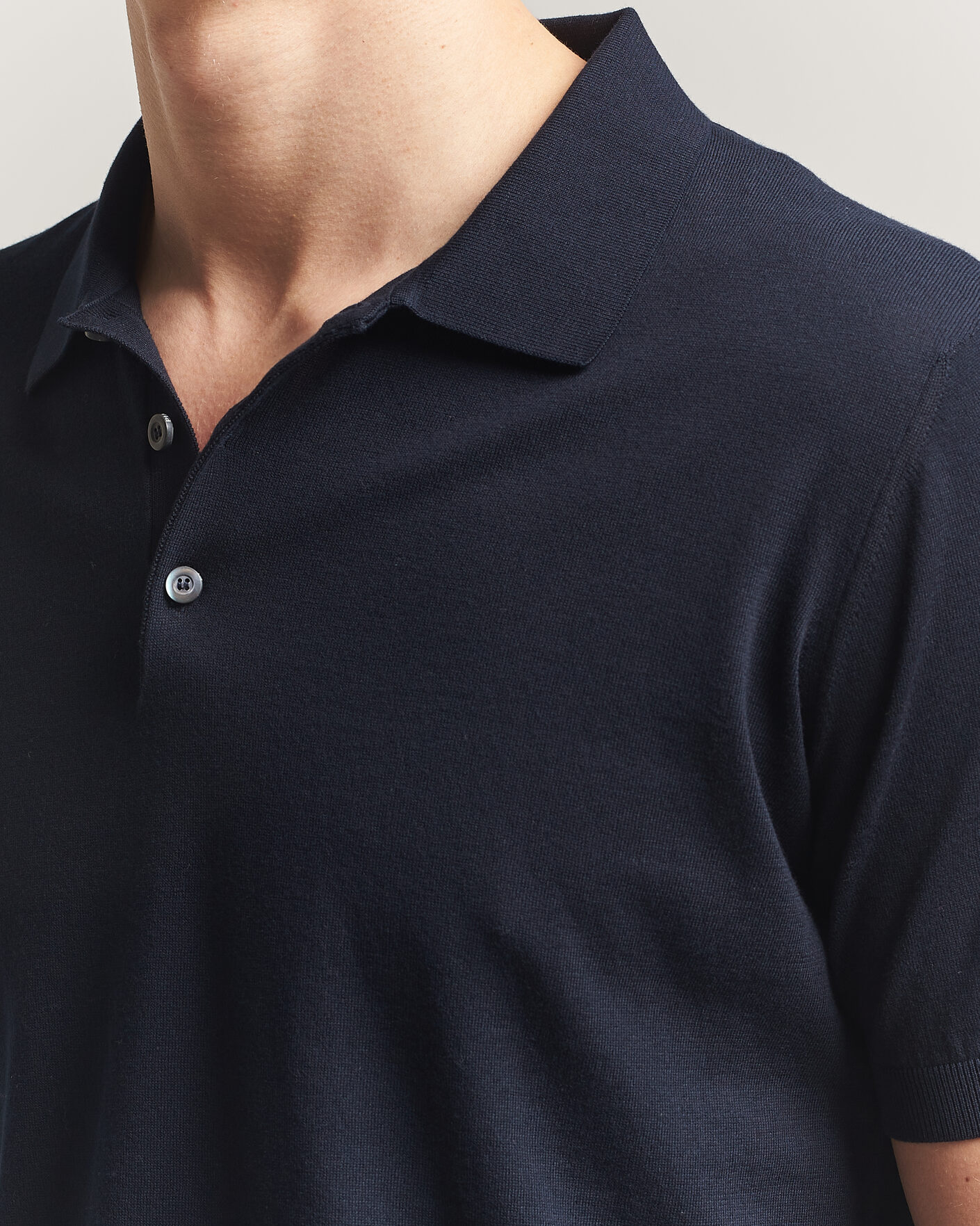 Uomini | Polo | Piacenza Cashmere | Short Sleeve Knitted Polo Navy