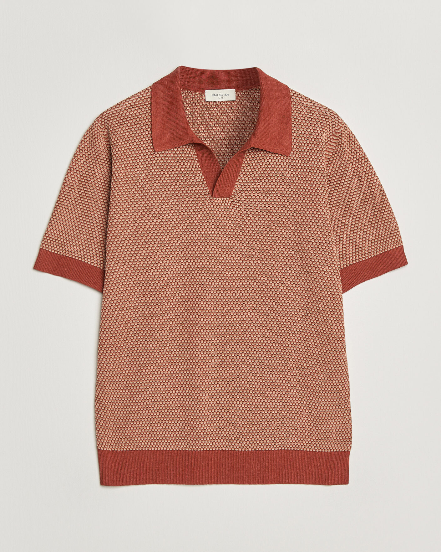 Uomini | Polo | Piacenza Cashmere | Silk/Linen Honeycomb Knitted Polo Red