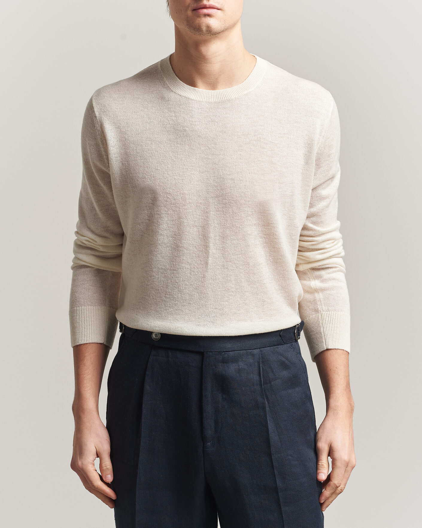 Uomini | Maglieria | Piacenza Cashmere | Soft Silk/Cashmere Crew Neck Off White