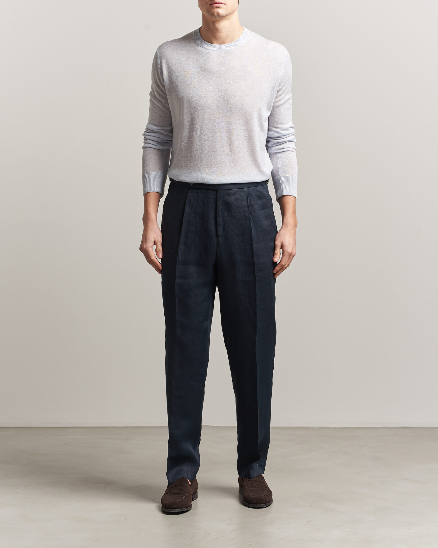 Uomini | Maglieria | Piacenza Cashmere | Soft Silk/Cashmere Crew Neck Sky Blue