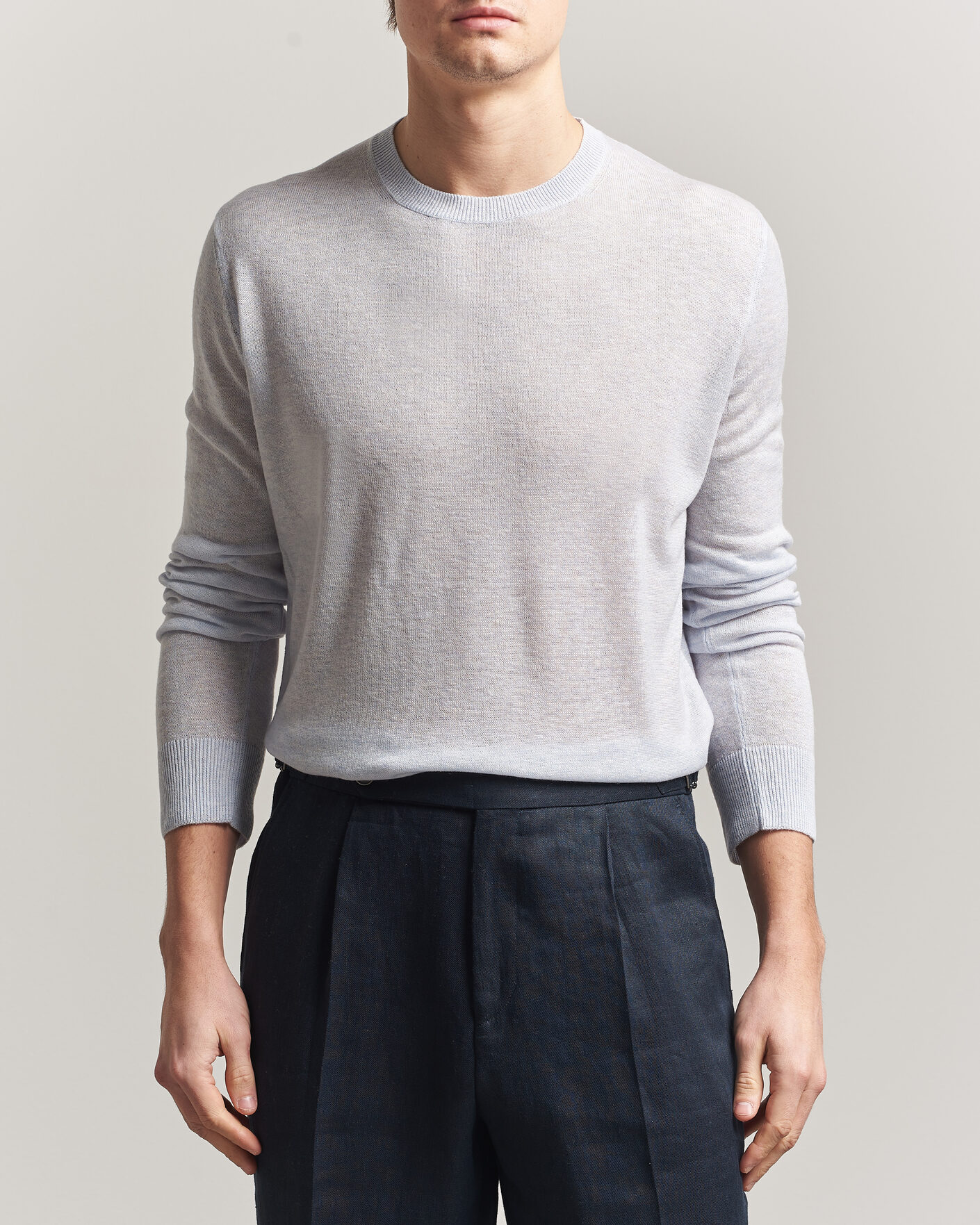 Uomini | Maglieria | Piacenza Cashmere | Soft Silk/Cashmere Crew Neck Sky Blue