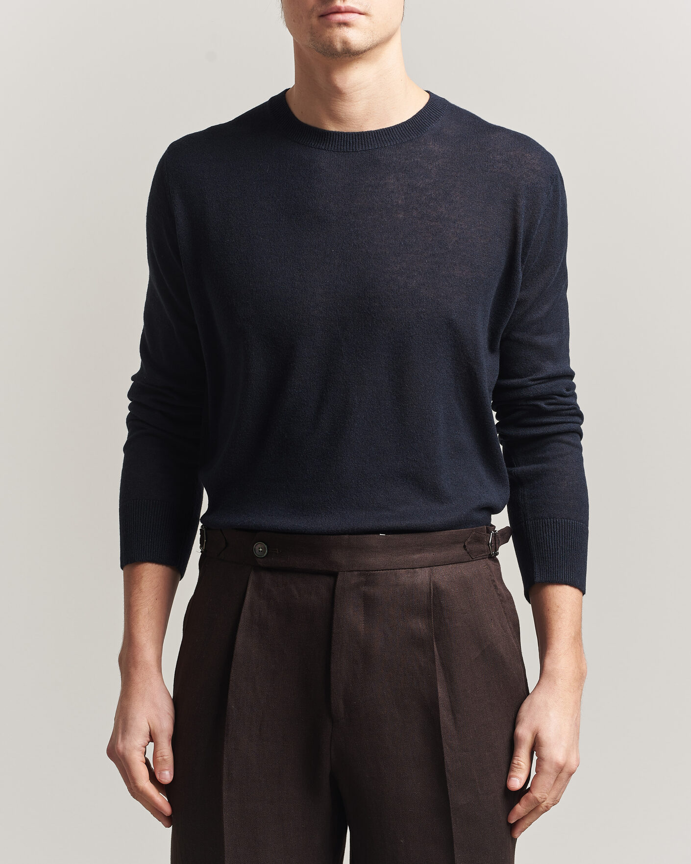 Uomini | Maglieria | Piacenza Cashmere | Soft Silk/Cashmere Crew Neck Navy