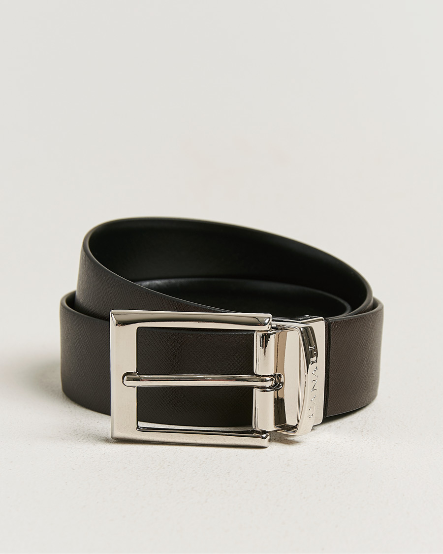 Uomini | Cinture | Canali | Reversible Saffiano Belt Black/Brown