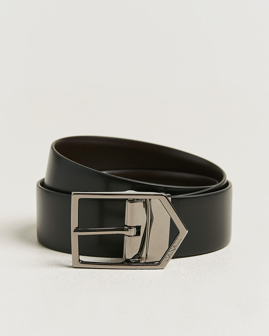 Uomini | Cinture | Canali | Reversible Leather Belt Black/Brown