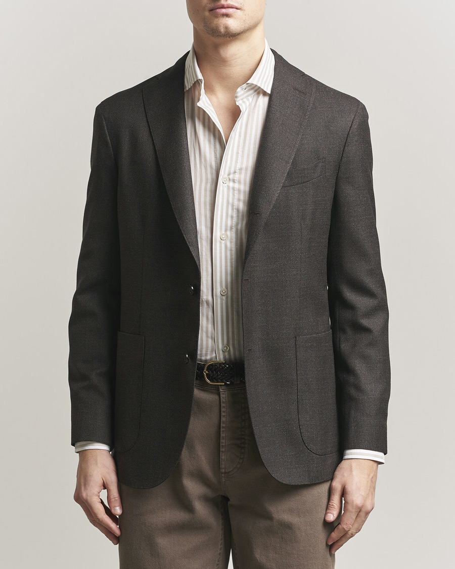 Uomini | Blazers | Boglioli | K Jacket Wool Hopsack Blazer Dark Brown