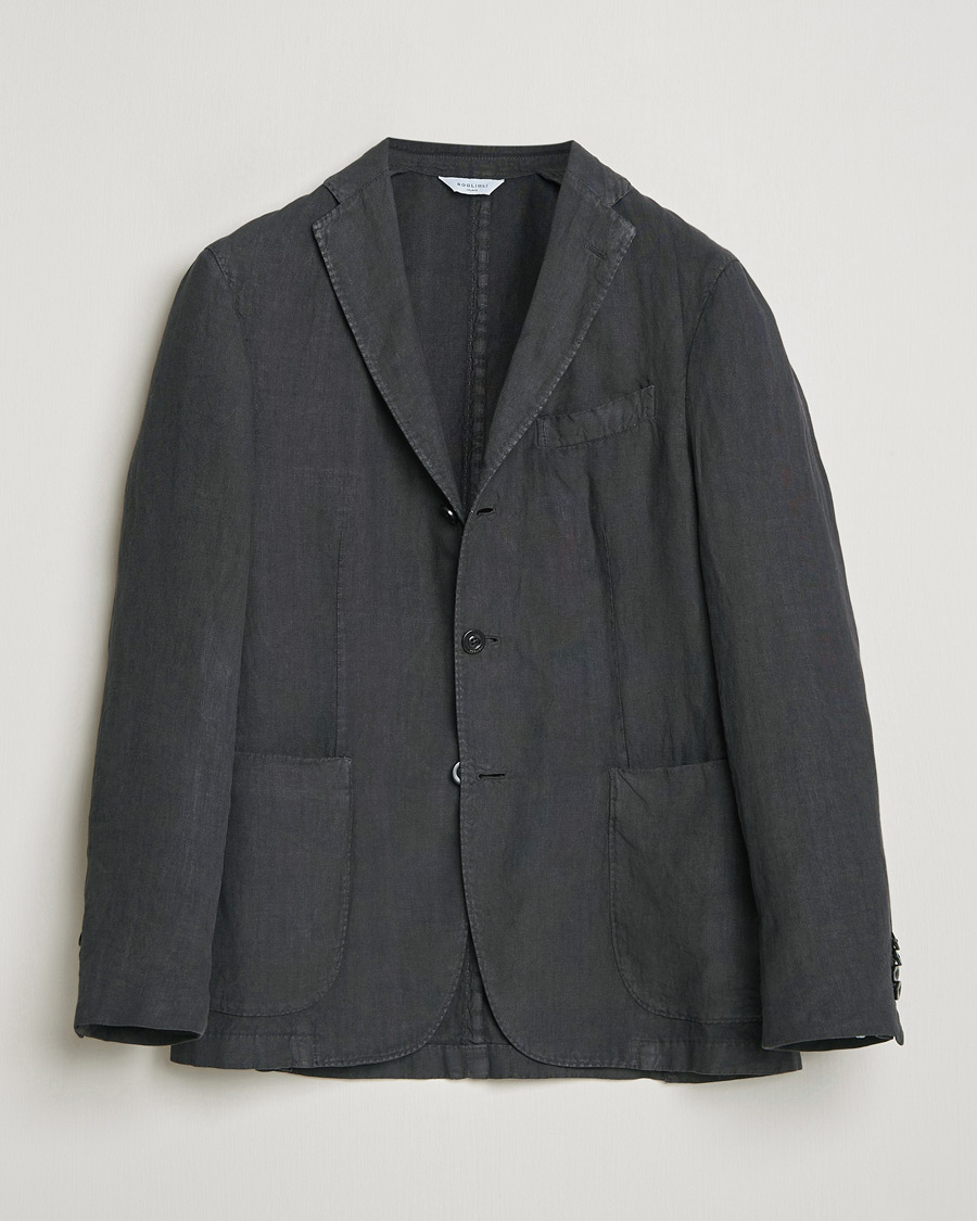 Uomini | Blazers | Boglioli | K Jacket Linen Blazer Dark Brown