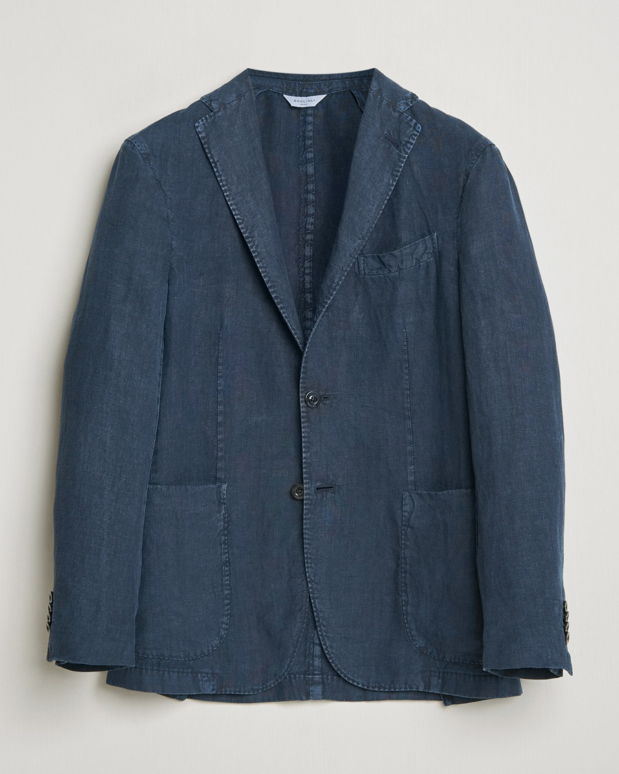 Uomini | Blazers | Boglioli | K Jacket Linen Blazer Navy
