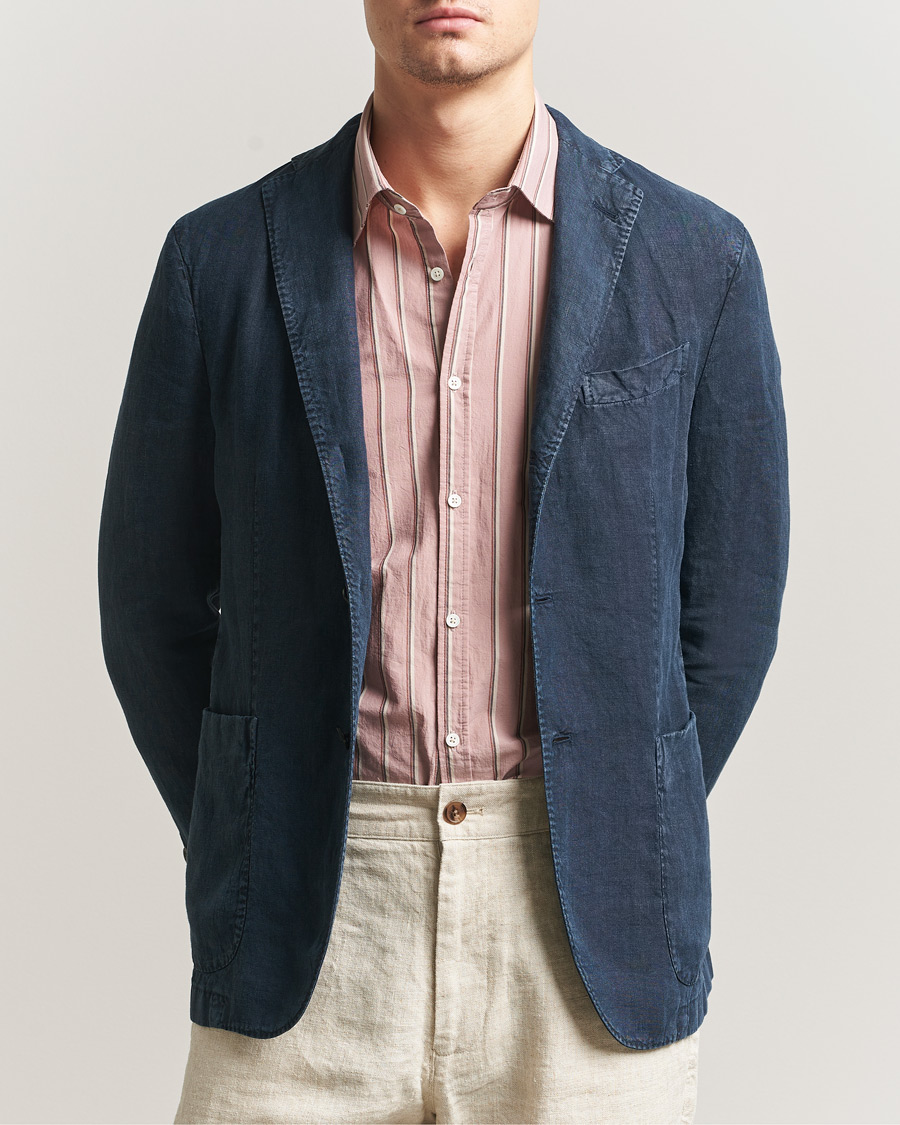 Uomini | Blazers | Boglioli | K Jacket Linen Blazer Navy