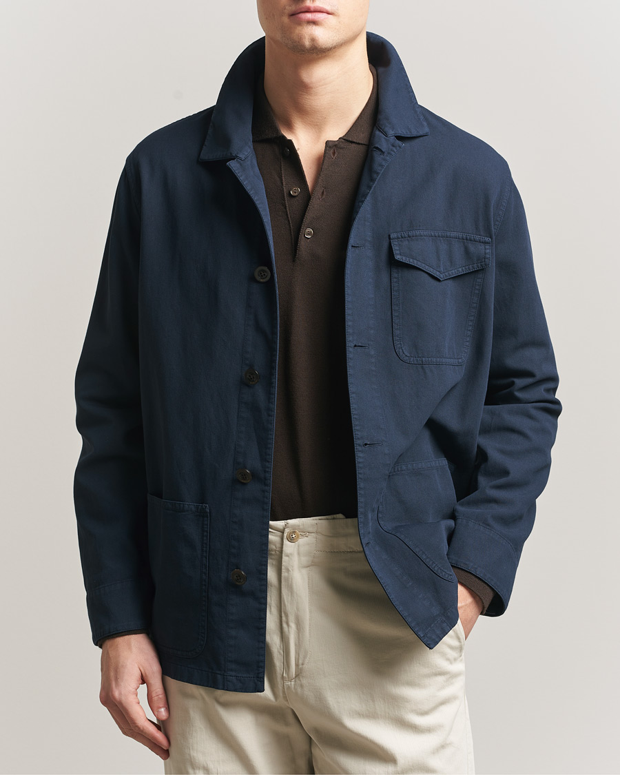 Uomini | Giacche | Boglioli | Cotton Gabardine Work Jacket Navy