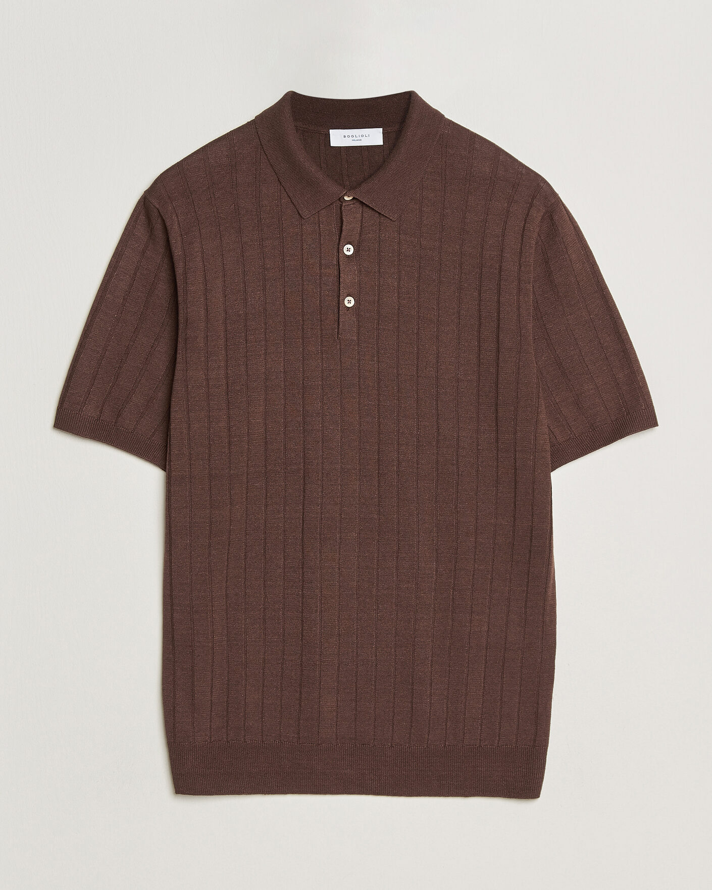 Uomini | Polo | Boglioli | Short Sleeve Knitted Rib Polo Brown