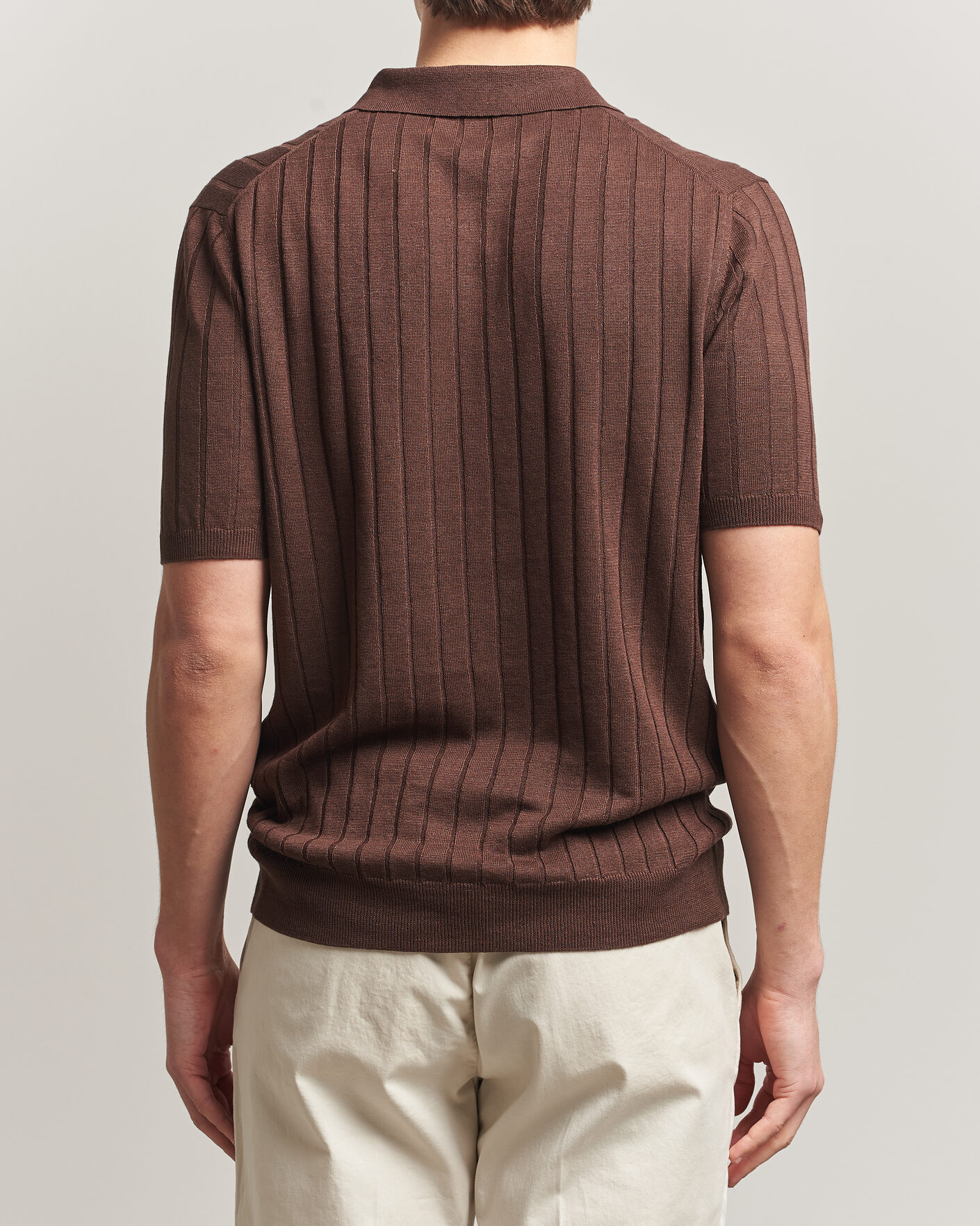 Uomini | Polo | Boglioli | Short Sleeve Knitted Rib Polo Brown