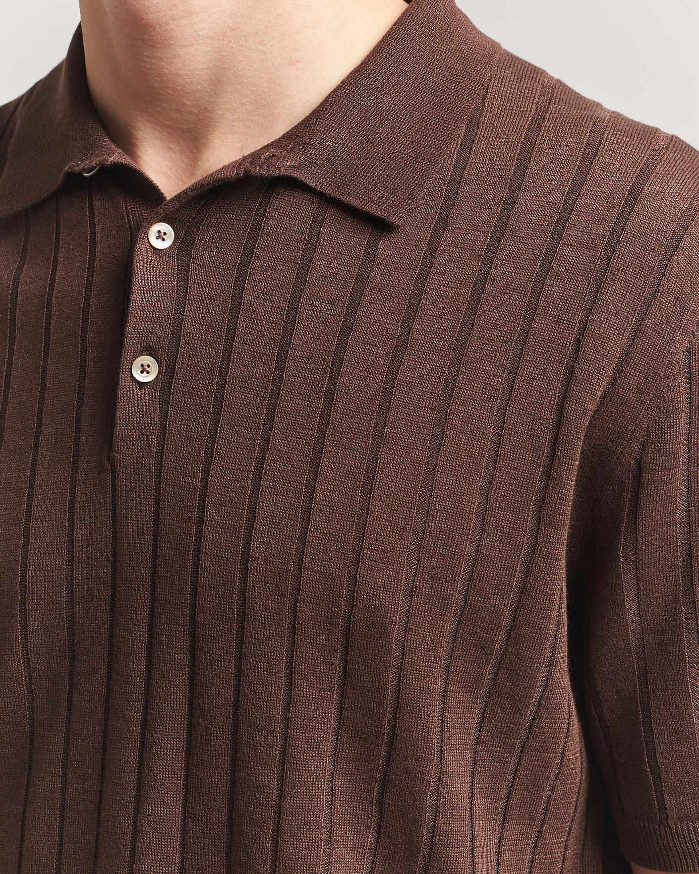 Uomini | Polo | Boglioli | Short Sleeve Knitted Rib Polo Brown