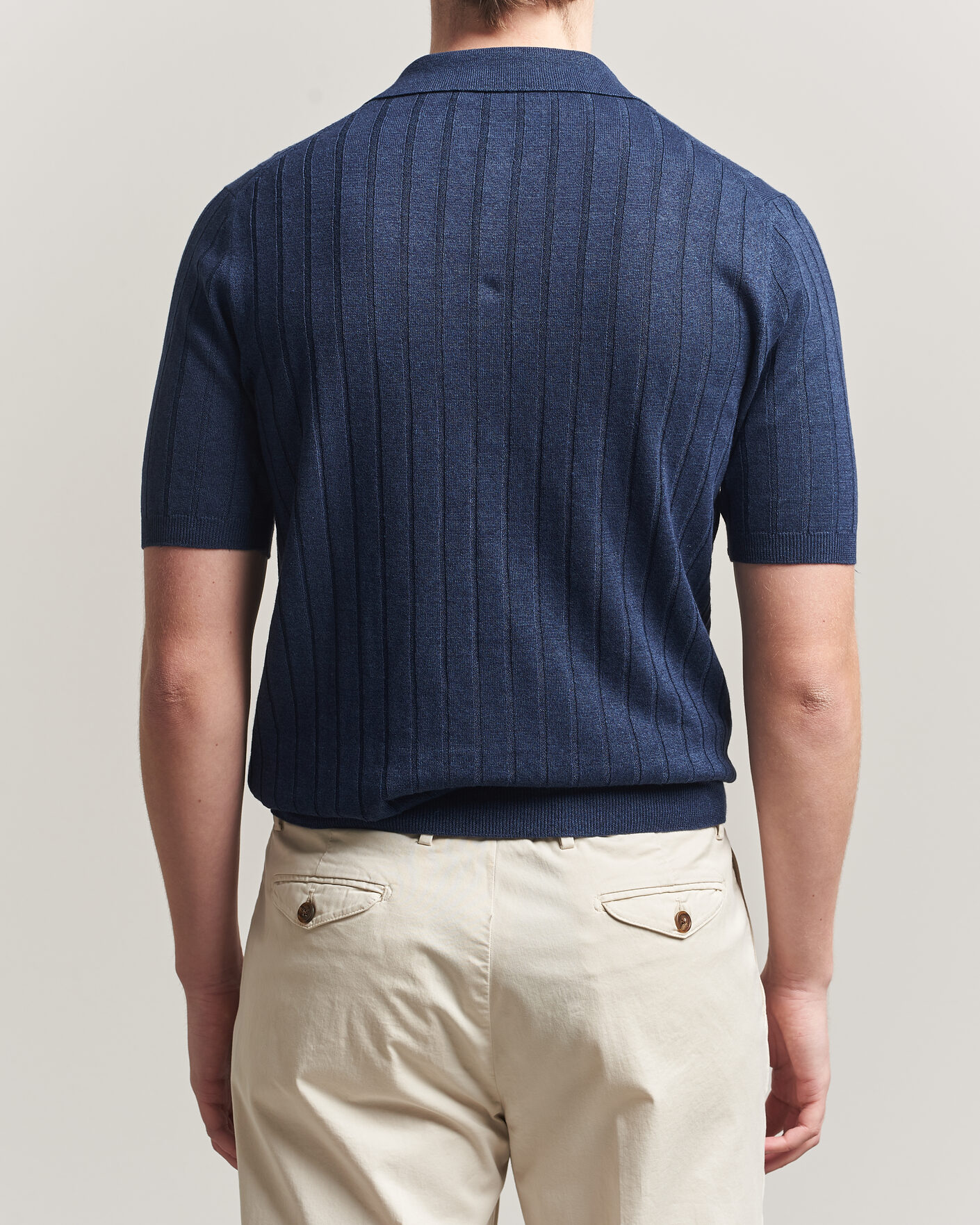 Uomini | Polo | Boglioli | Short Sleeve Knitted Rib Polo Navy