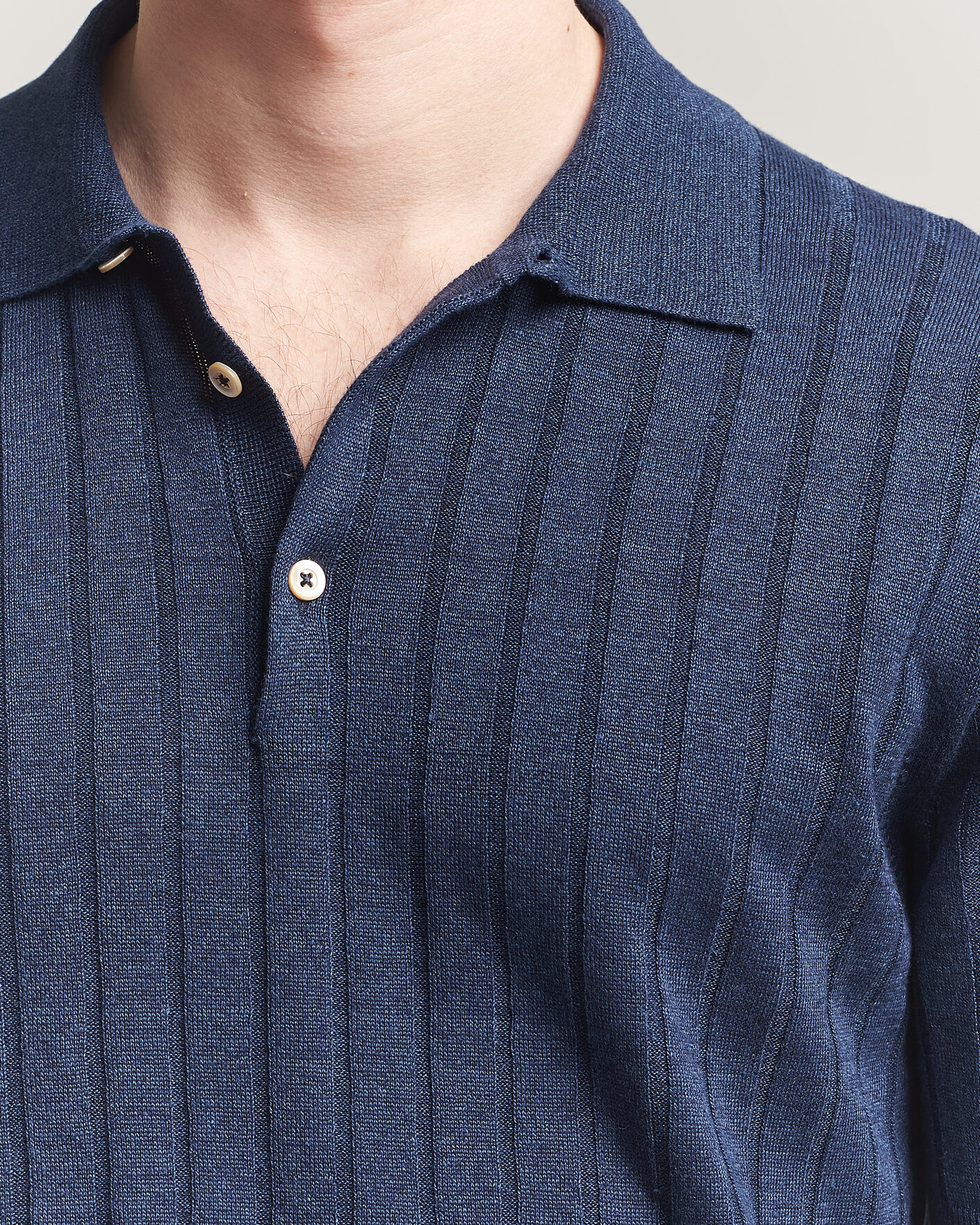Uomini | Polo | Boglioli | Short Sleeve Knitted Rib Polo Navy