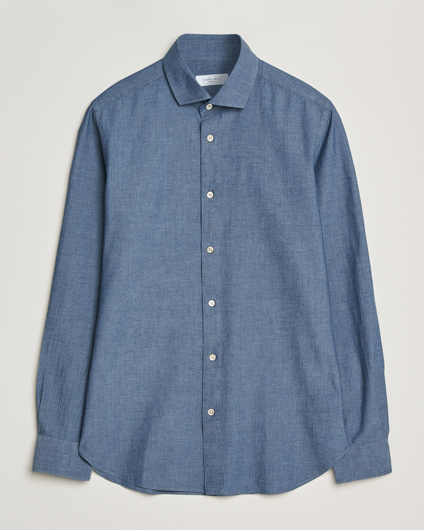 Uomini | Camicie | Boglioli | Chambray Shirt Medium Blue