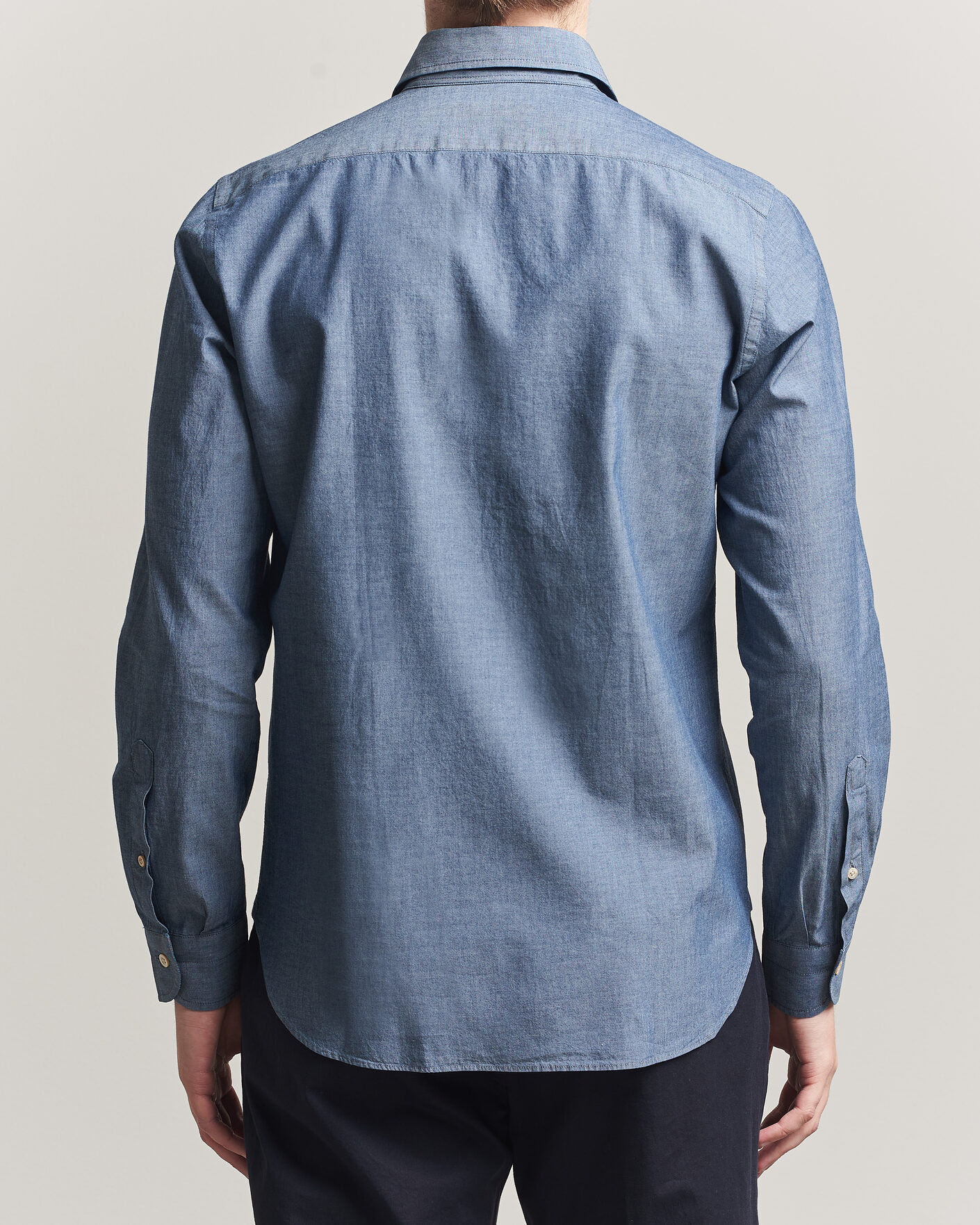 Uomini | Camicie | Boglioli | Chambray Shirt Medium Blue