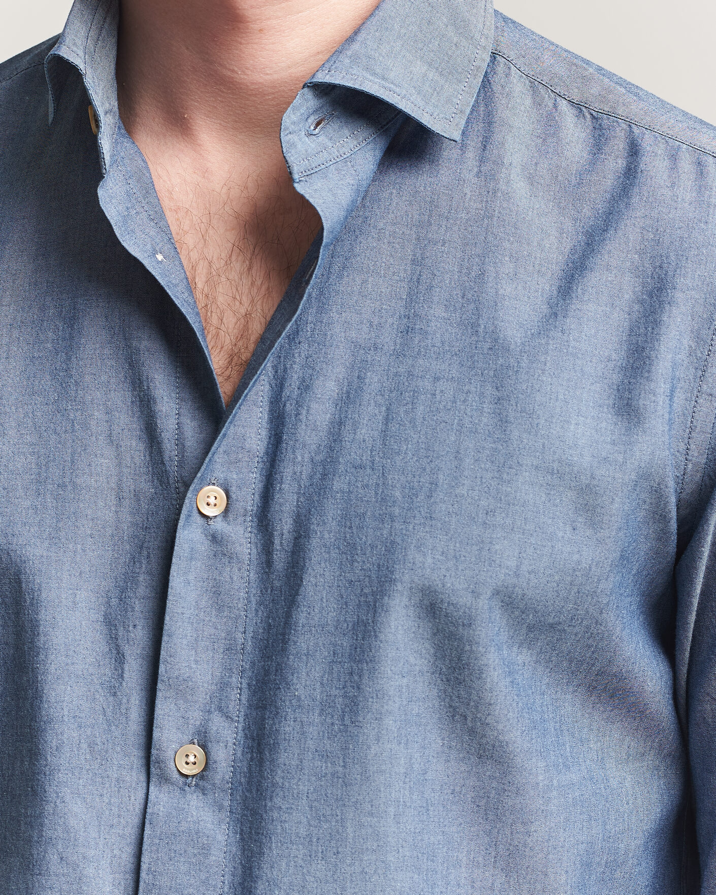 Uomini | Camicie | Boglioli | Chambray Shirt Medium Blue