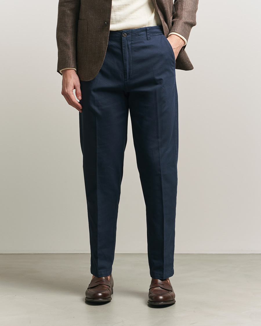 Uomini | Pantaloni | Boglioli | Regular Fit Cotton Chinos Navy