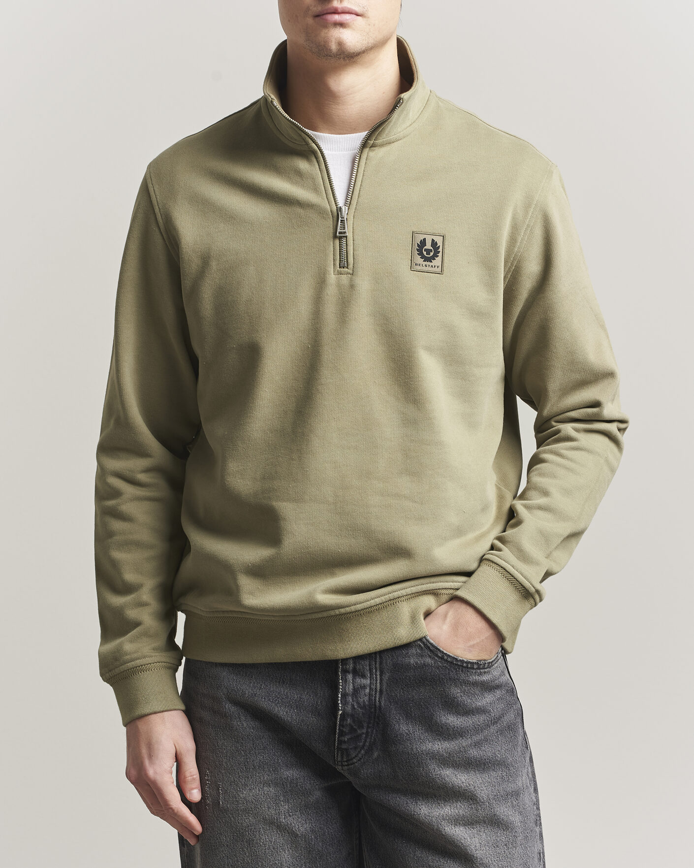 Uomini | Maglieria | Belstaff | Signature Half Zip Sweatshirt Fatigue Green