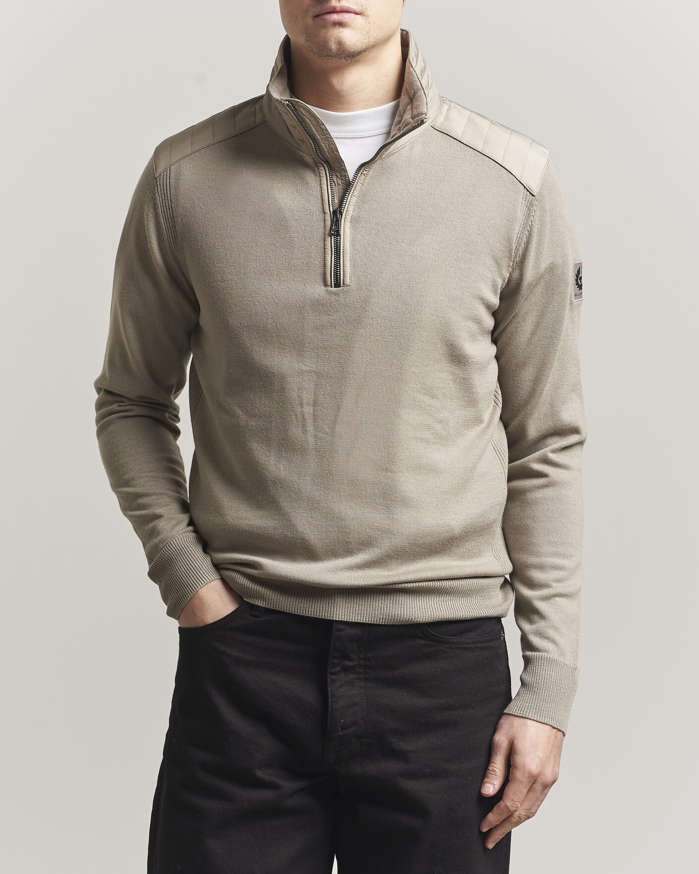 Uomini | Maglieria | Belstaff | Klimington Knitted Half Zip Dark Sand