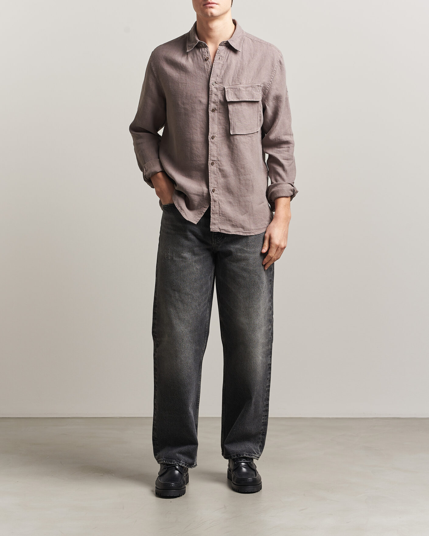 Uomini | Camicie | Belstaff | Scale Linen Shirt Asphalt 