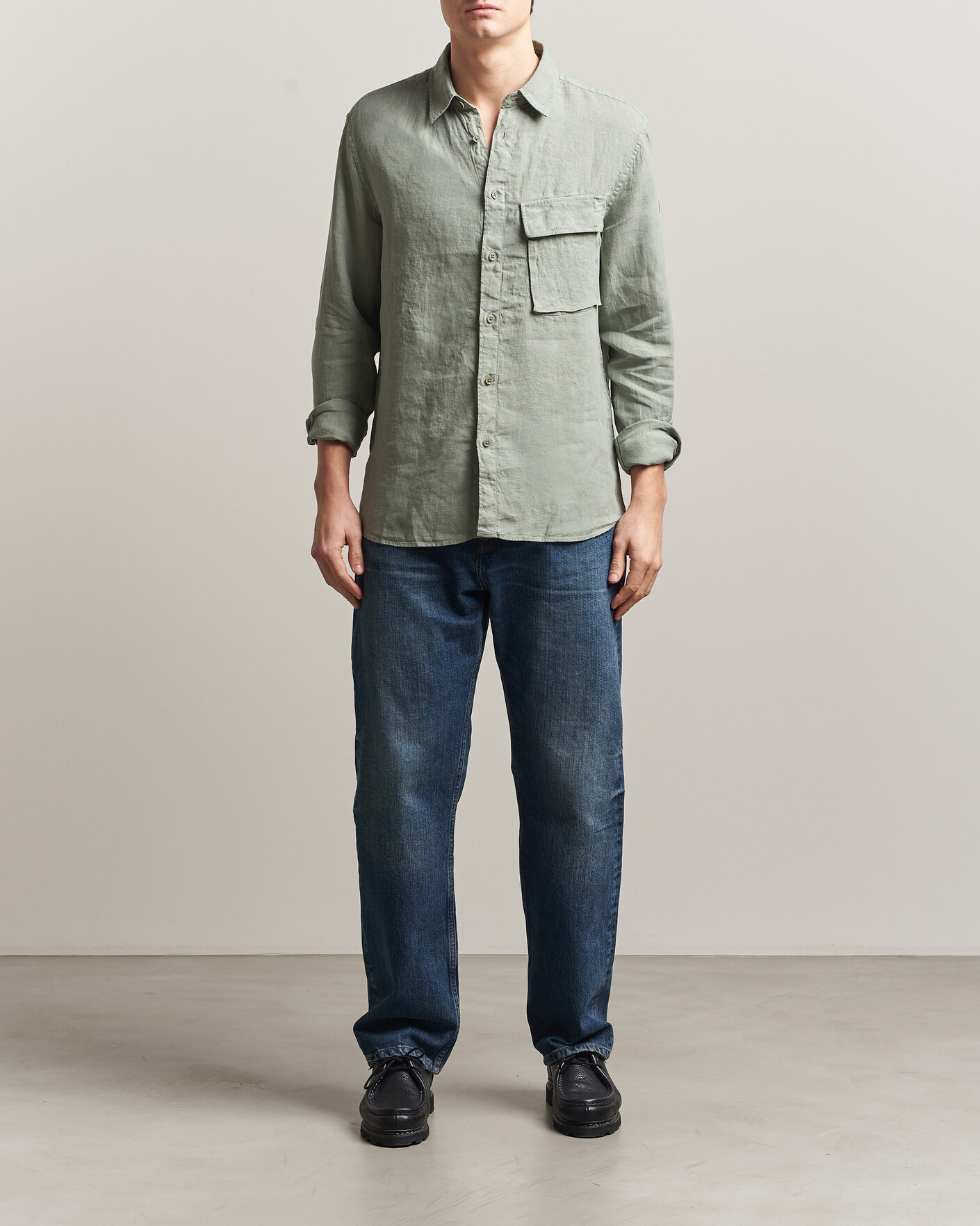 Uomini | Camicie | Belstaff | Scale Linen Shirt Lichen