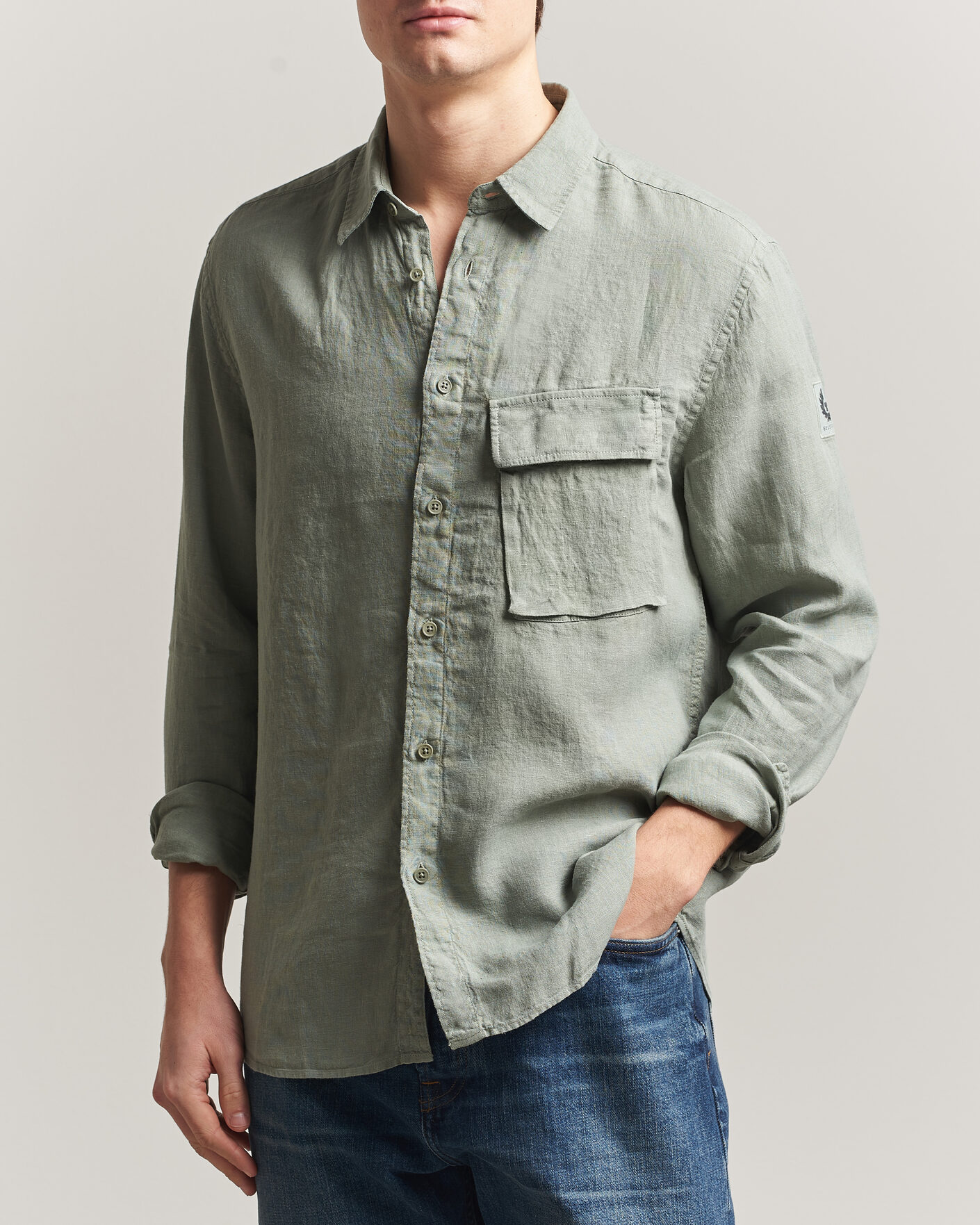 Uomini | Camicie | Belstaff | Scale Linen Shirt Lichen