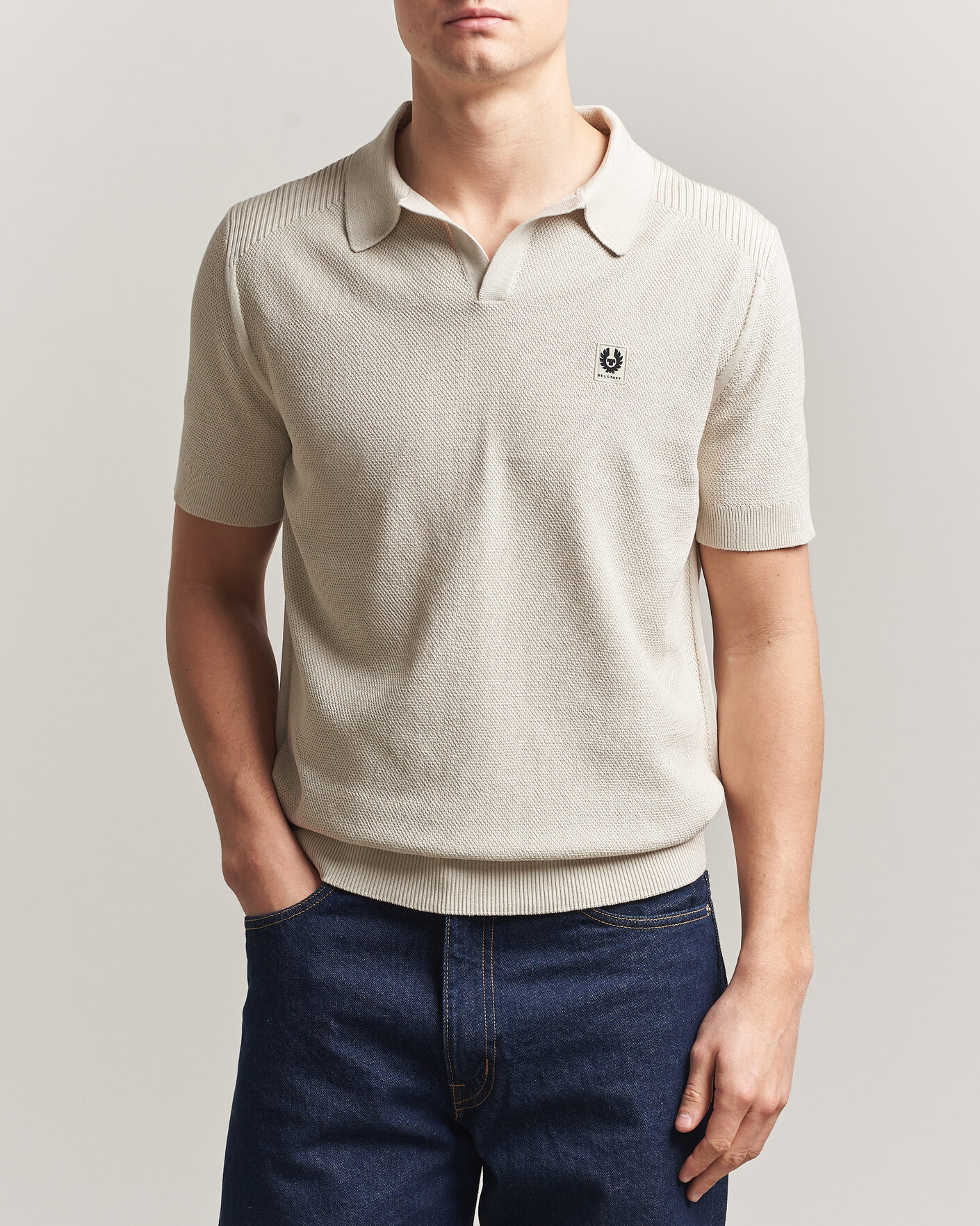 Uomini | Polo | Belstaff | Coast Knitted Polo Silver Birch