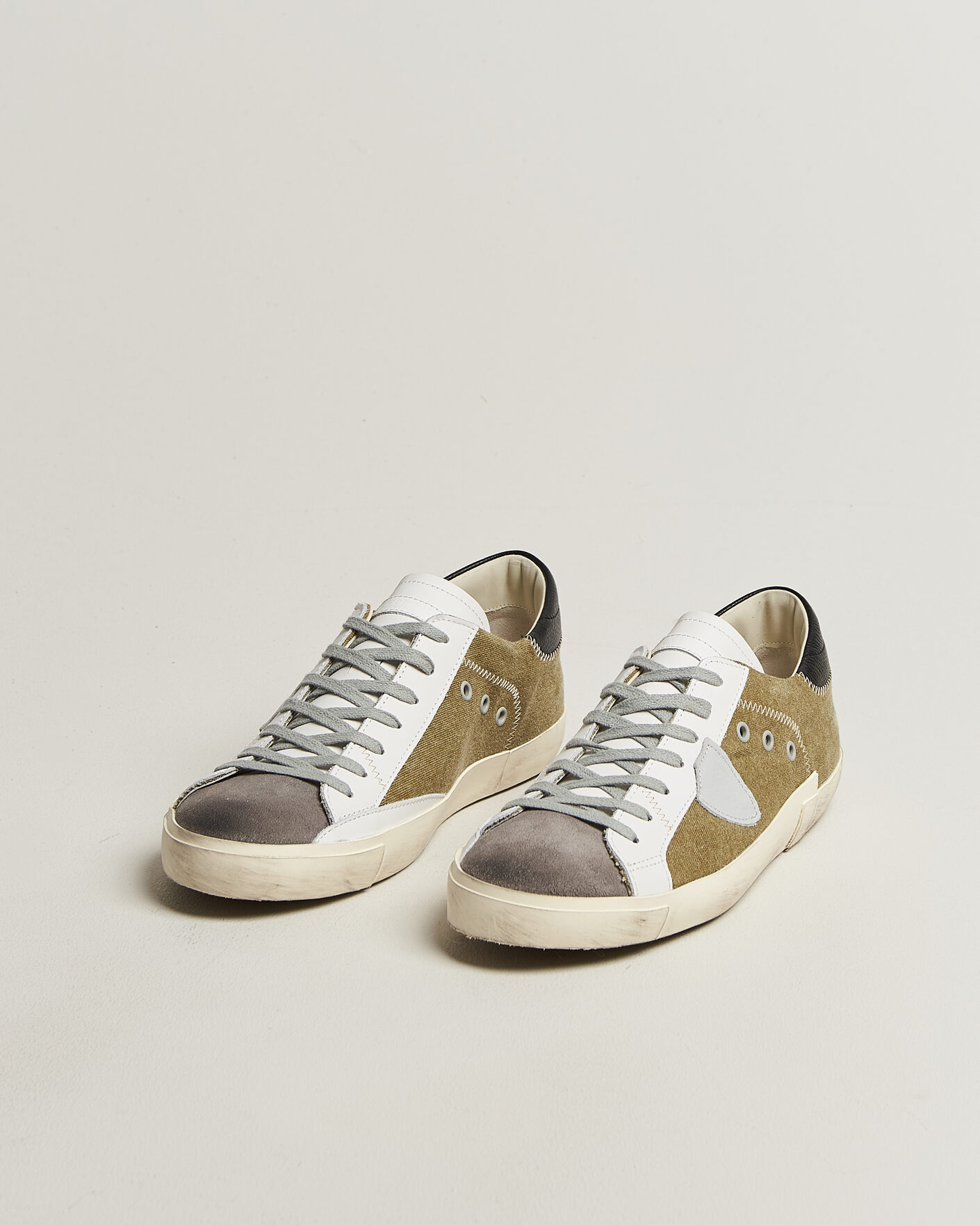 Uomini | Sneakers | Philippe Model | PRSX Low Top Canvas Mix Sneaker Grey/Military