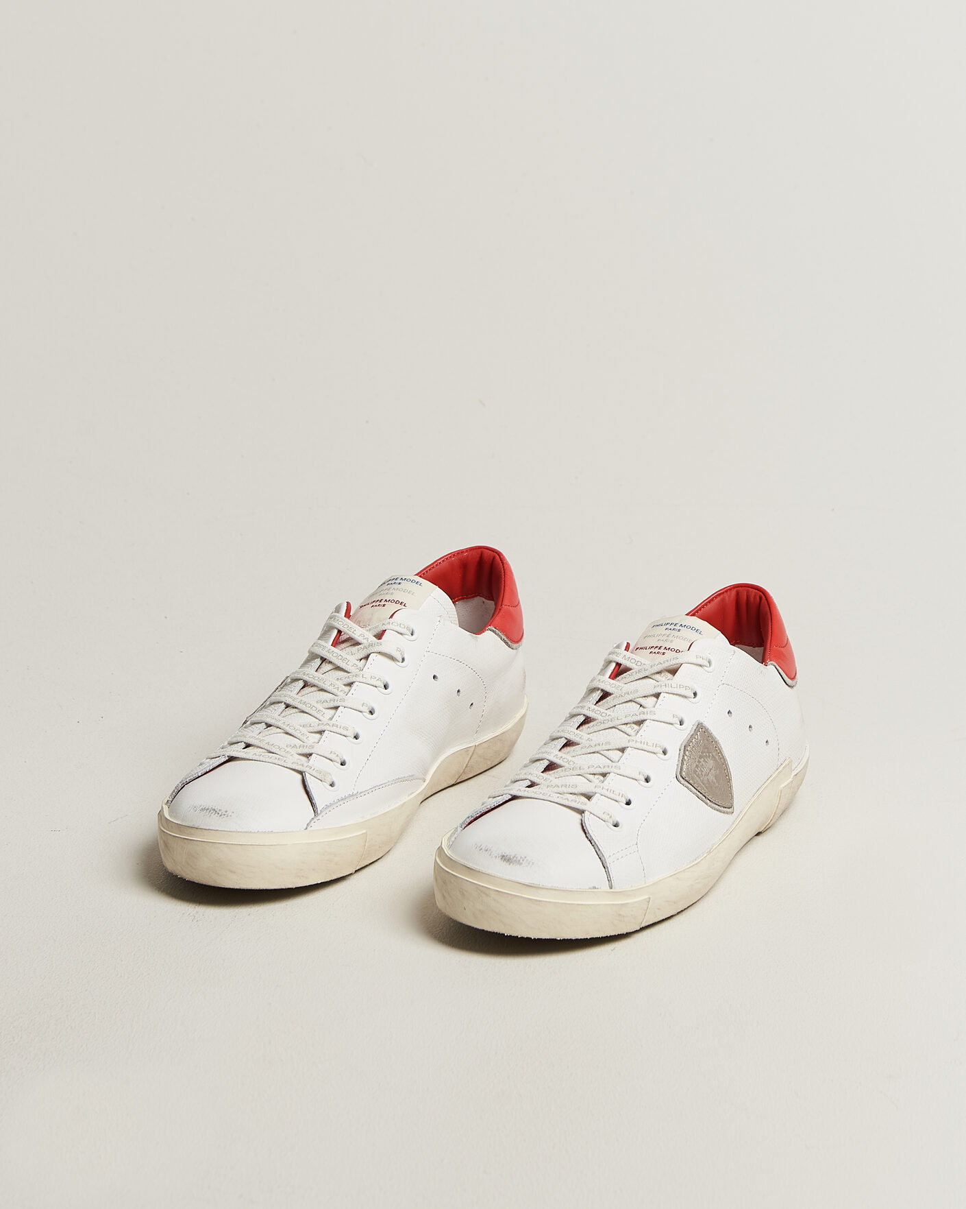Uomini | Sneakers | Philippe Model | PRSX Low Top Canvas Mix Sneaker White/Red