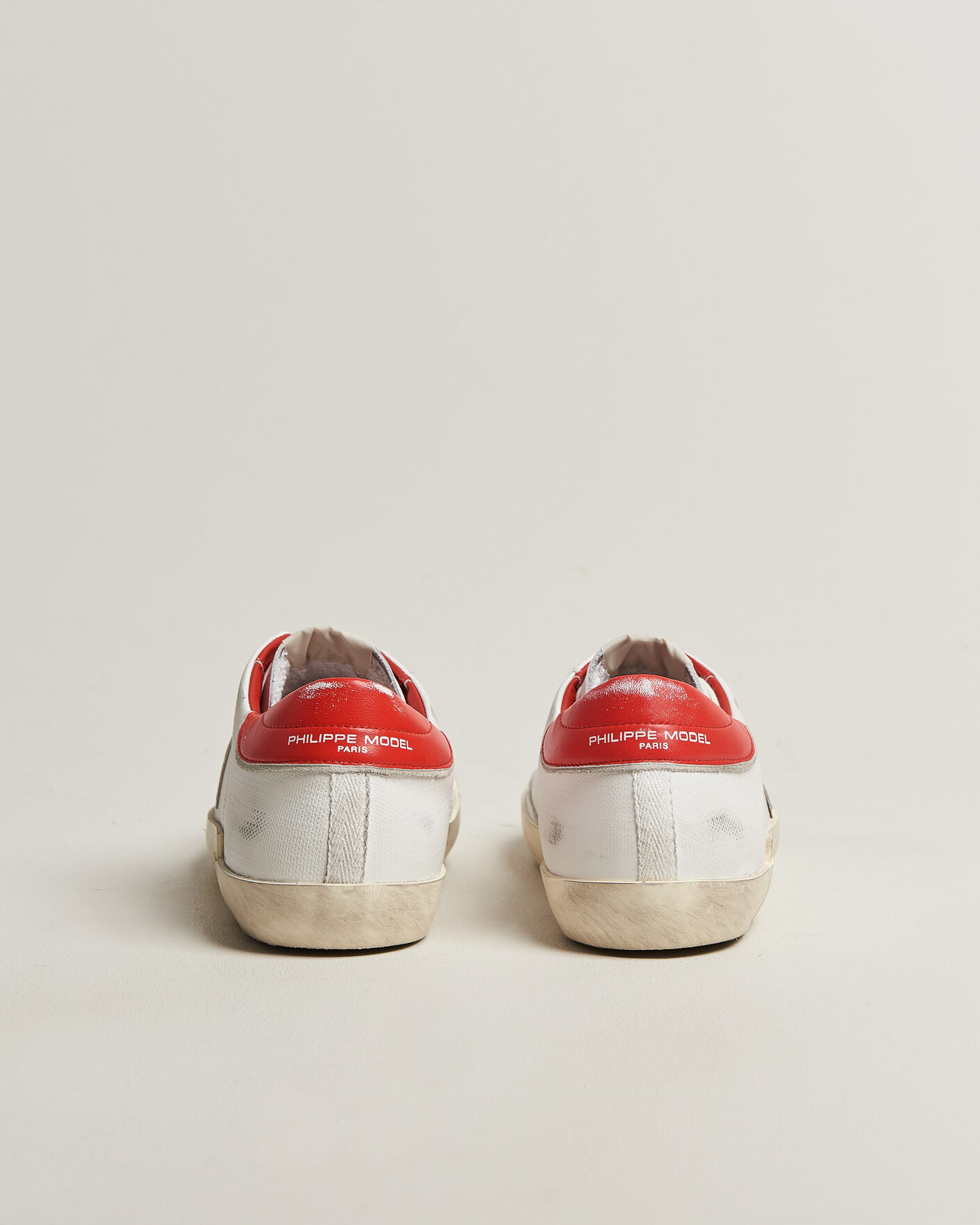Uomini | Sneakers | Philippe Model | PRSX Low Top Canvas Mix Sneaker White/Red