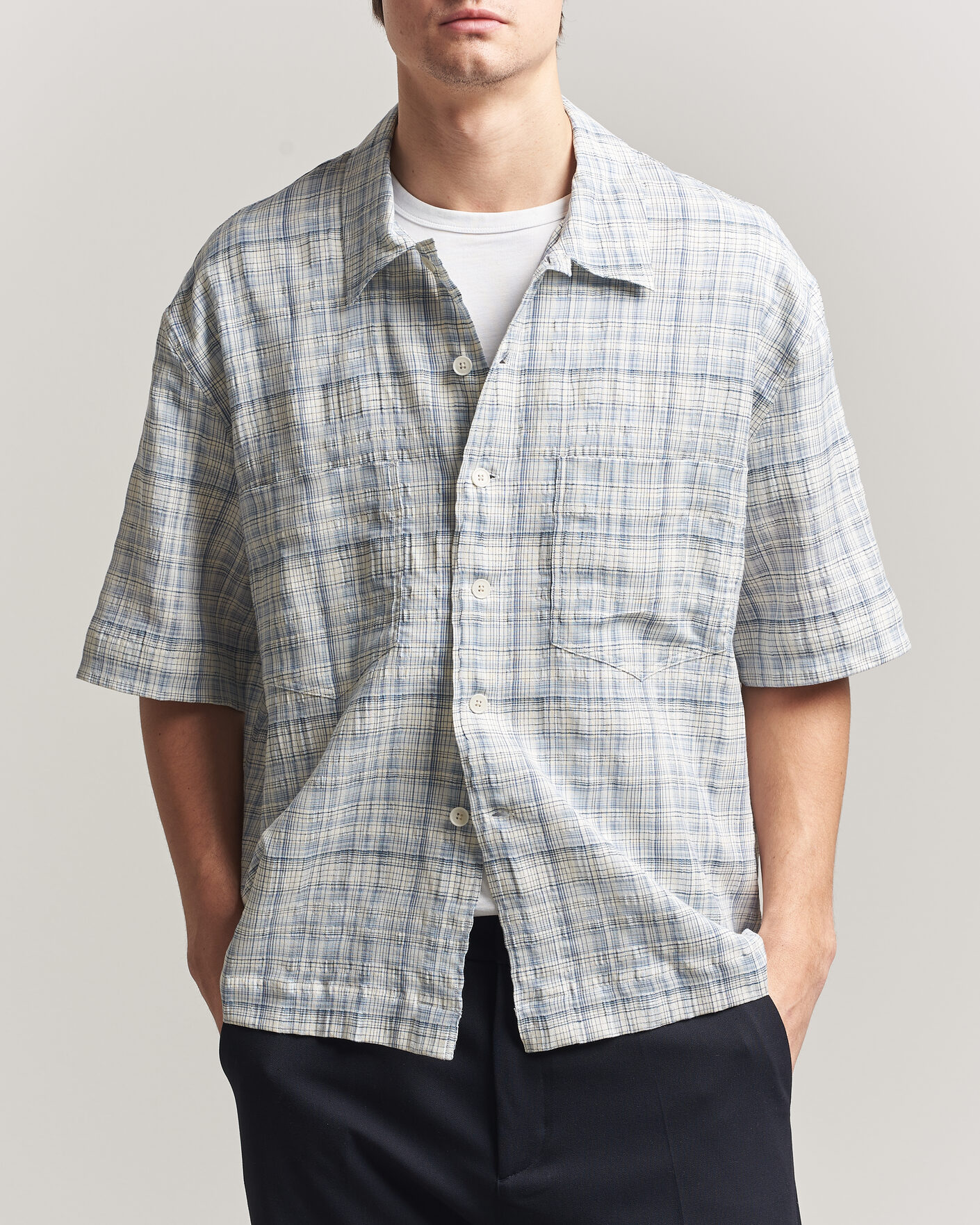Uomini | Camicie | Sunflower | Adam Short Sleeve Shirt Light Blue Check
