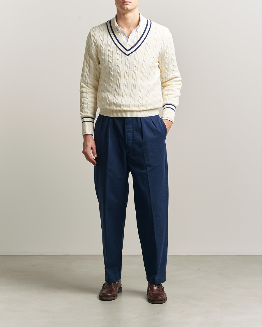 Uomini | Pantaloni | Polo Ralph Lauren | Pleated Cotton Twill Chinos Dark Cobalt
