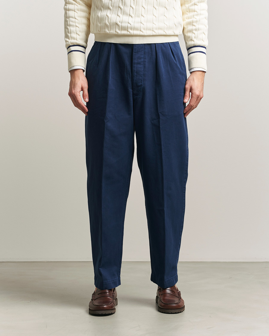 Uomini | Pantaloni | Polo Ralph Lauren | Pleated Cotton Twill Chinos Dark Cobalt