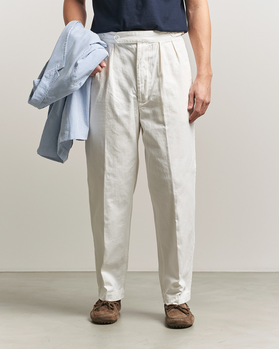 Uomini | Pantaloni | Polo Ralph Lauren | Pleated Cotton Twill Chinos Deckwash White