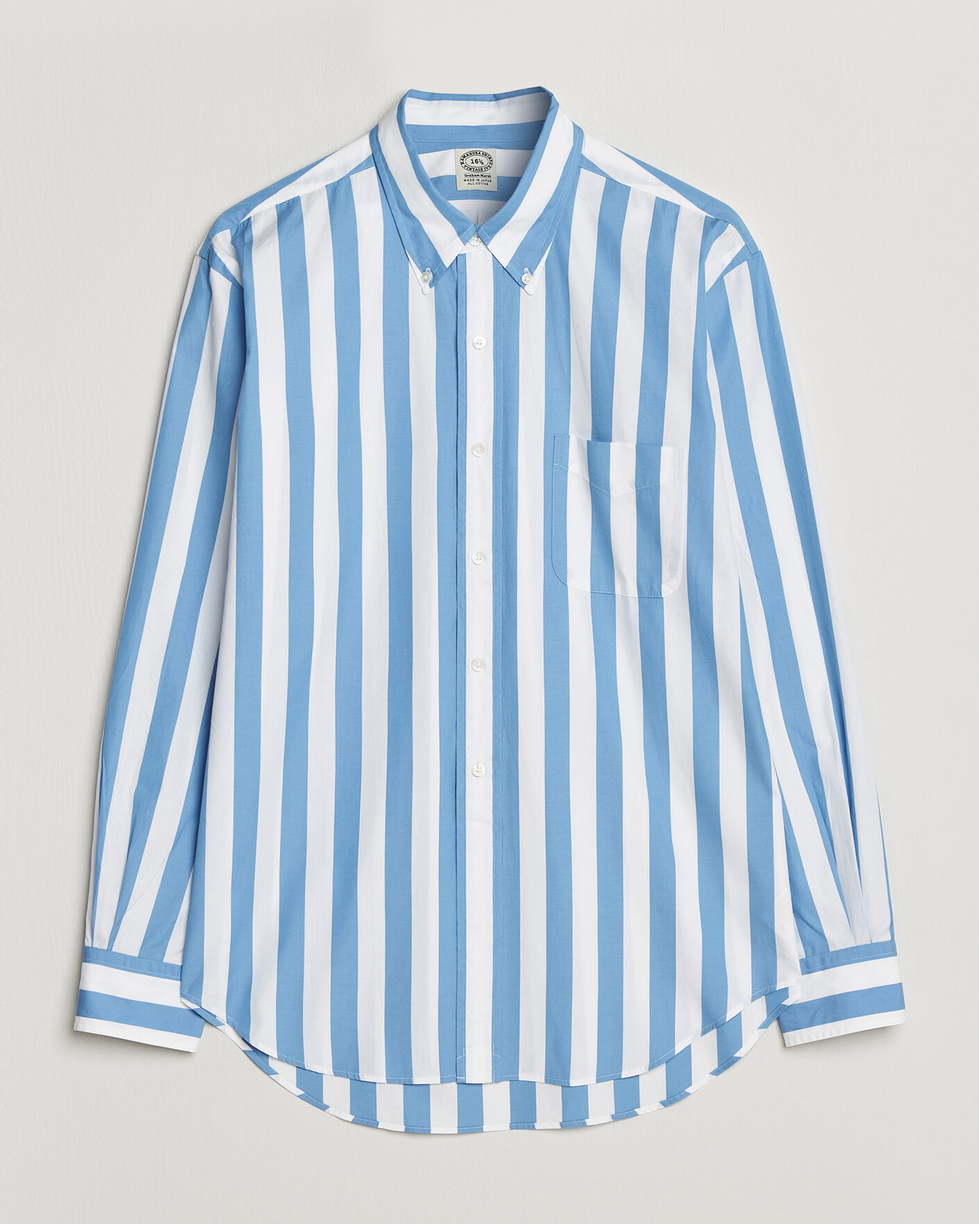 Uomini | Camicie | Kamakura Shirts | Vintage Ivy Button Down Shirt Bold Blue Stripe