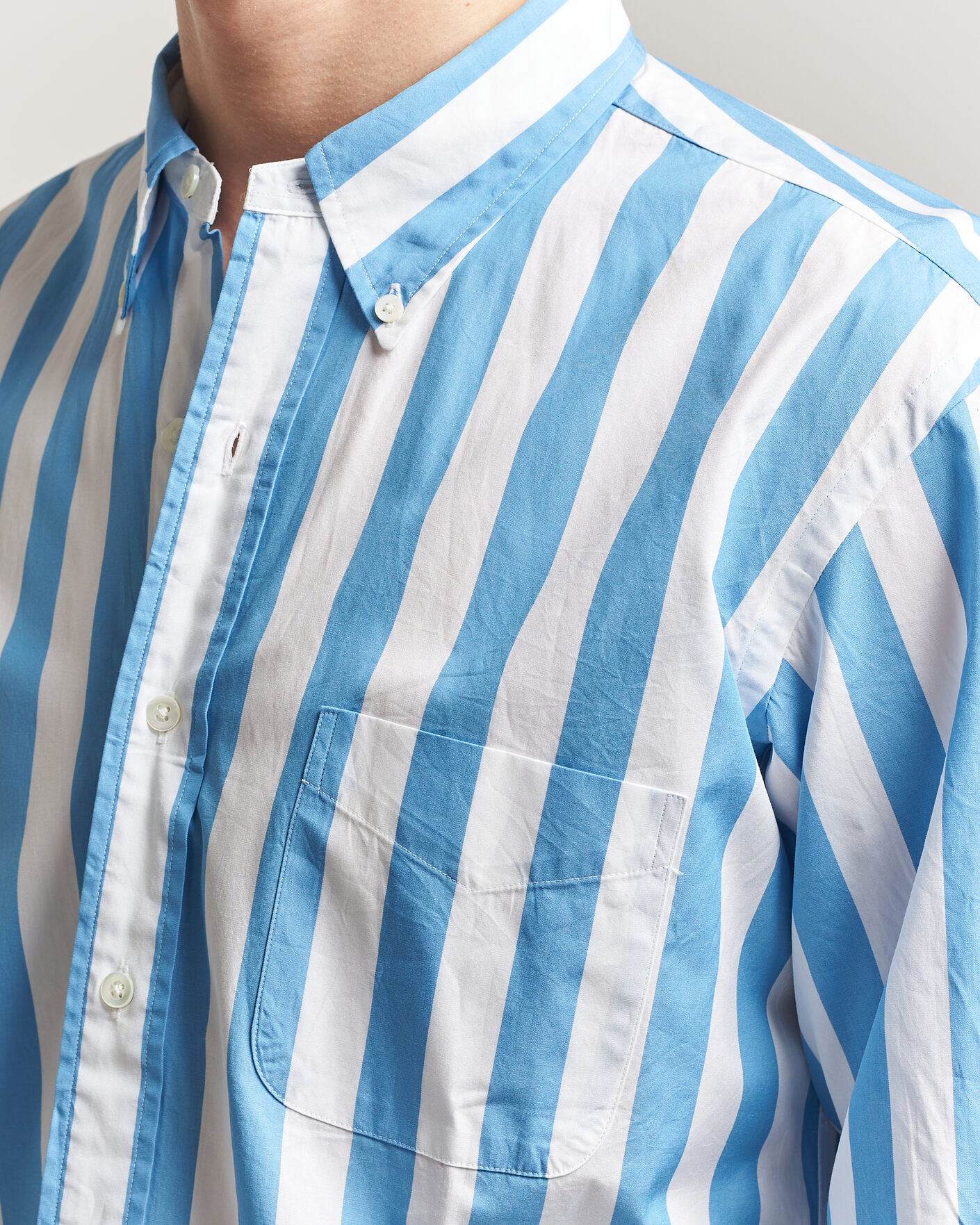 Uomini | Camicie | Kamakura Shirts | Vintage Ivy Button Down Shirt Bold Blue Stripe