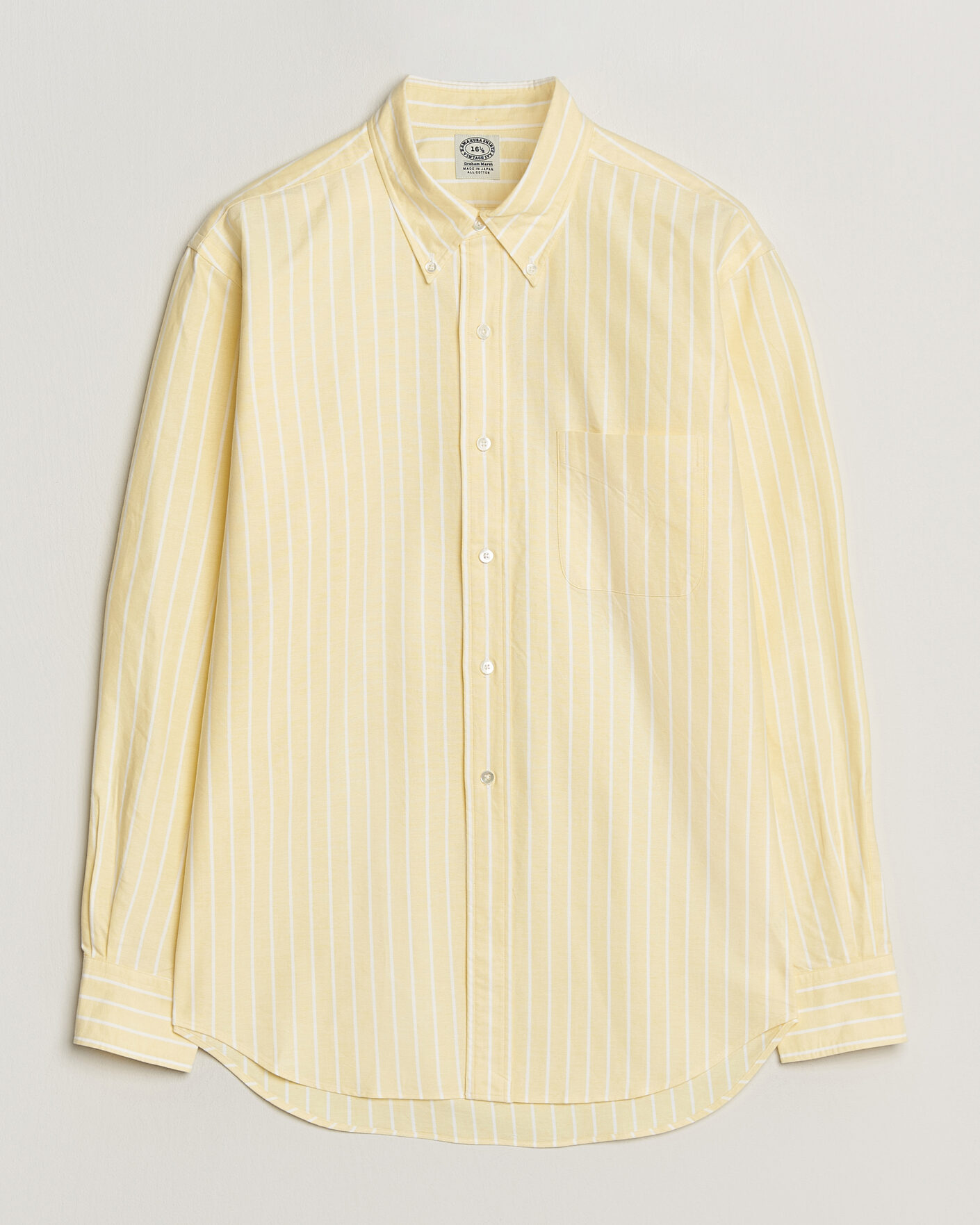 Uomini | Camicie | Kamakura Shirts | Vintage Ivy Oxford BD Shirt Yellow Blazer Stripe