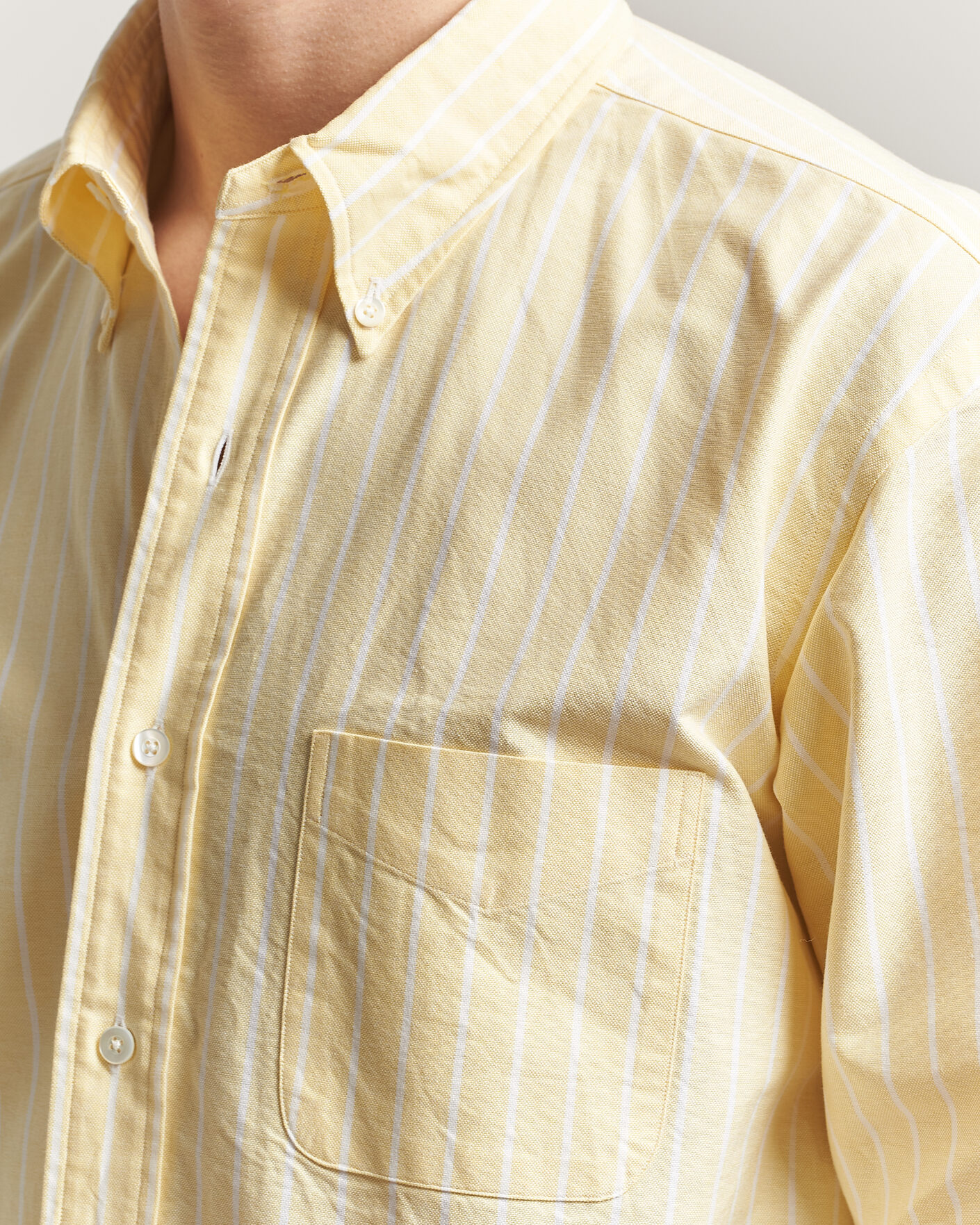 Uomini | Camicie | Kamakura Shirts | Vintage Ivy Oxford BD Shirt Yellow Blazer Stripe