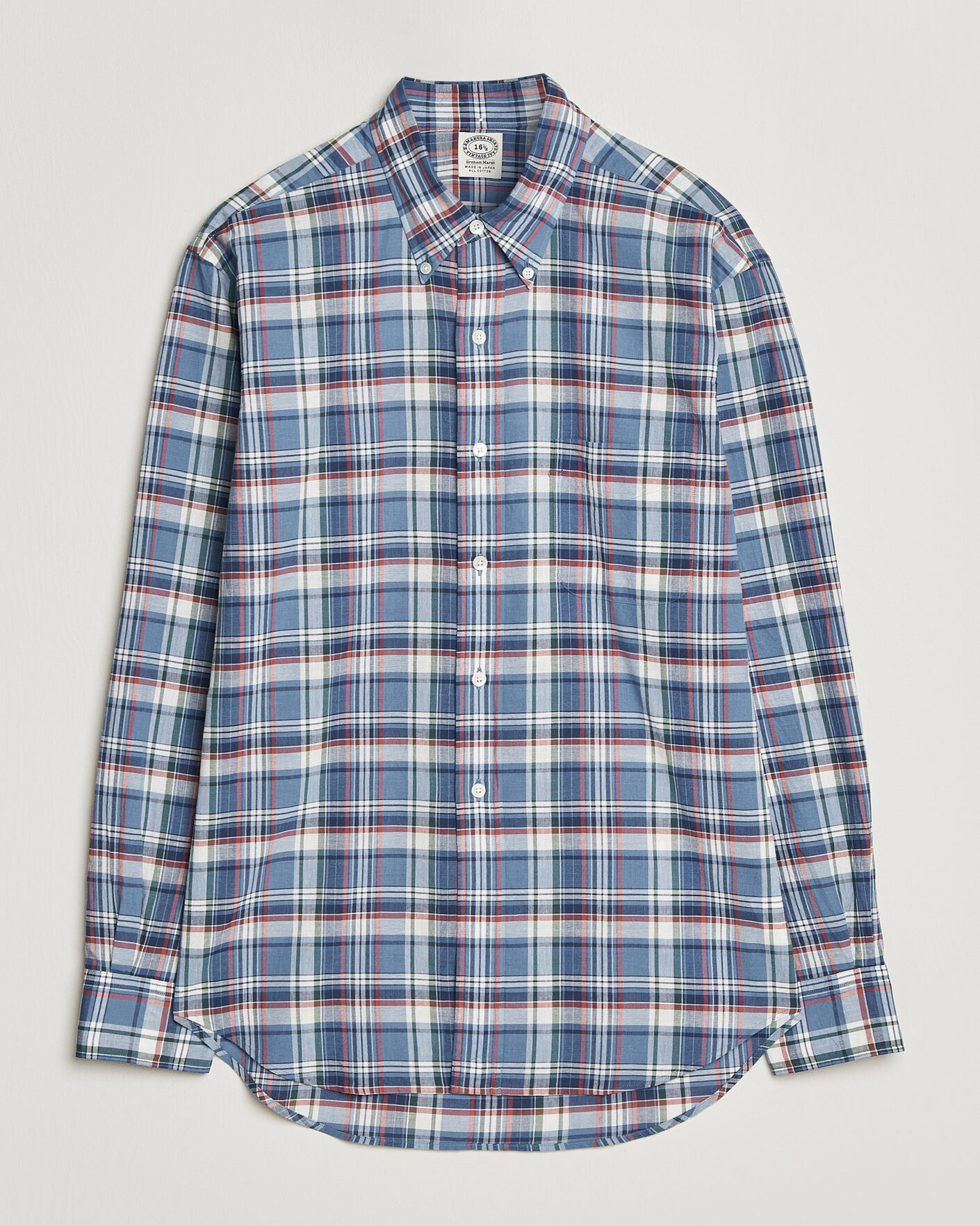 Uomini | Camicie | Kamakura Shirts | Vintage Ivy Button Down Shirt Blue Madras