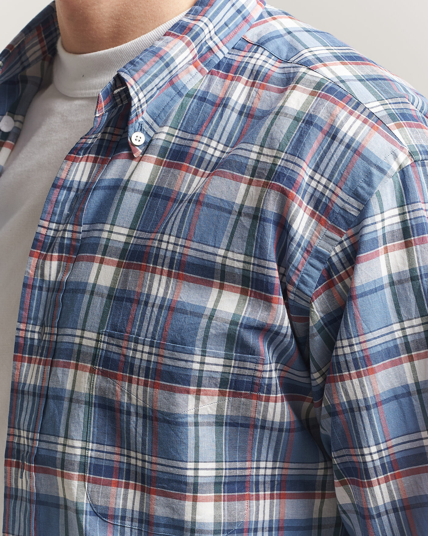 Uomini | Camicie | Kamakura Shirts | Vintage Ivy Button Down Shirt Blue Madras