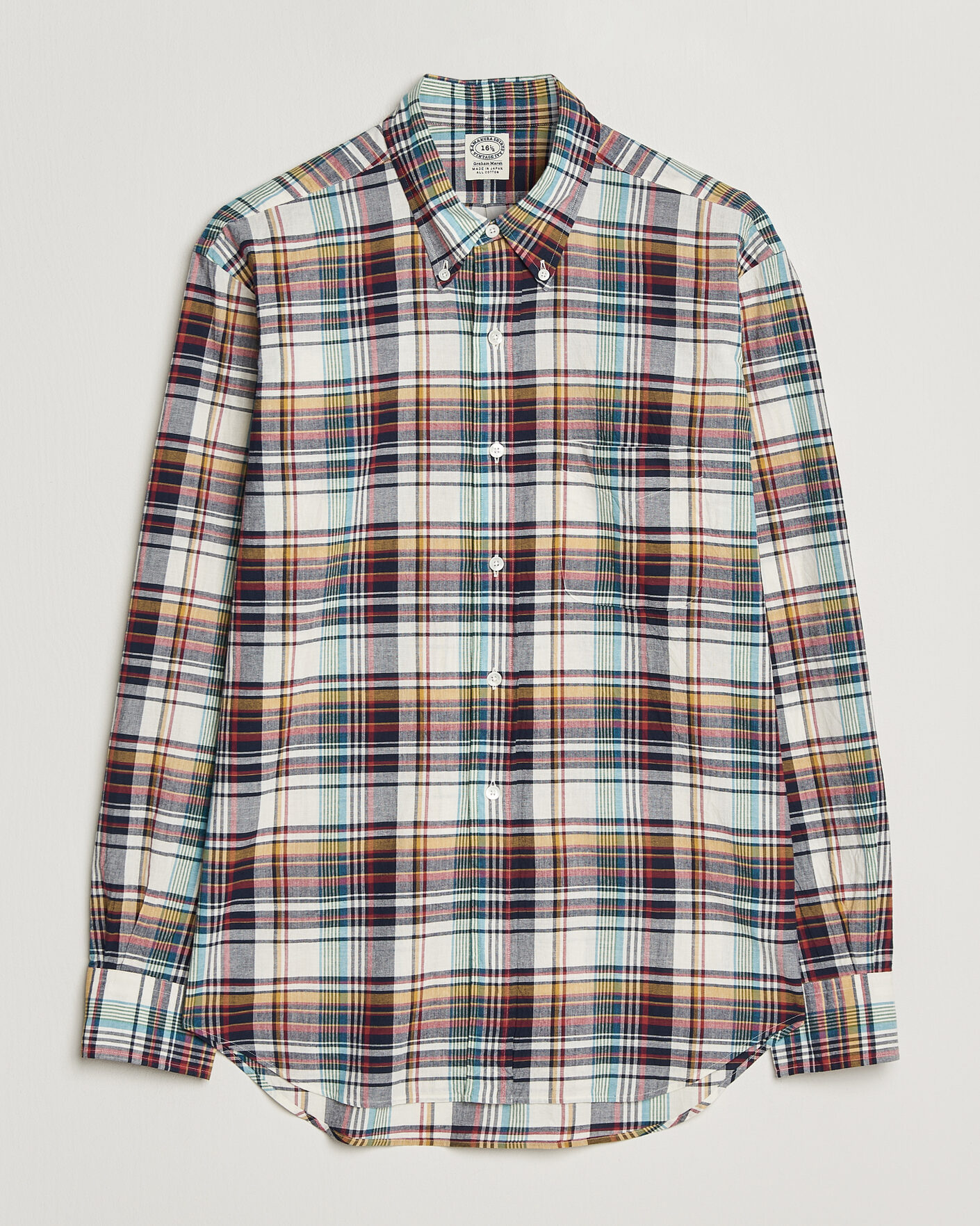 Uomini | Camicie | Kamakura Shirts | Vintage Ivy Button Down Shirt Yellow Madras