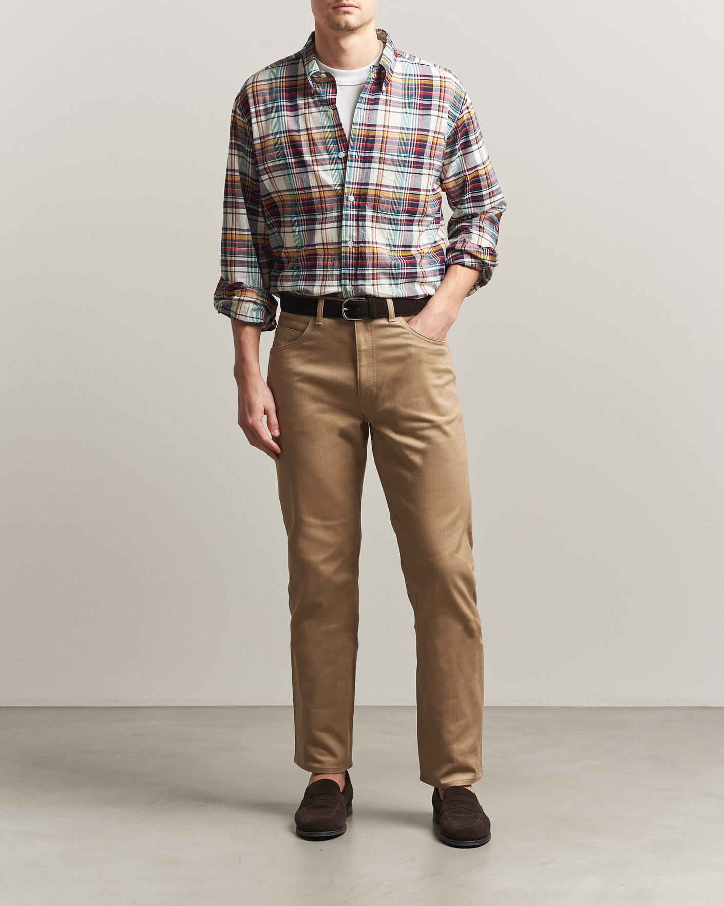 Uomini | Camicie | Kamakura Shirts | Vintage Ivy Button Down Shirt Yellow Madras