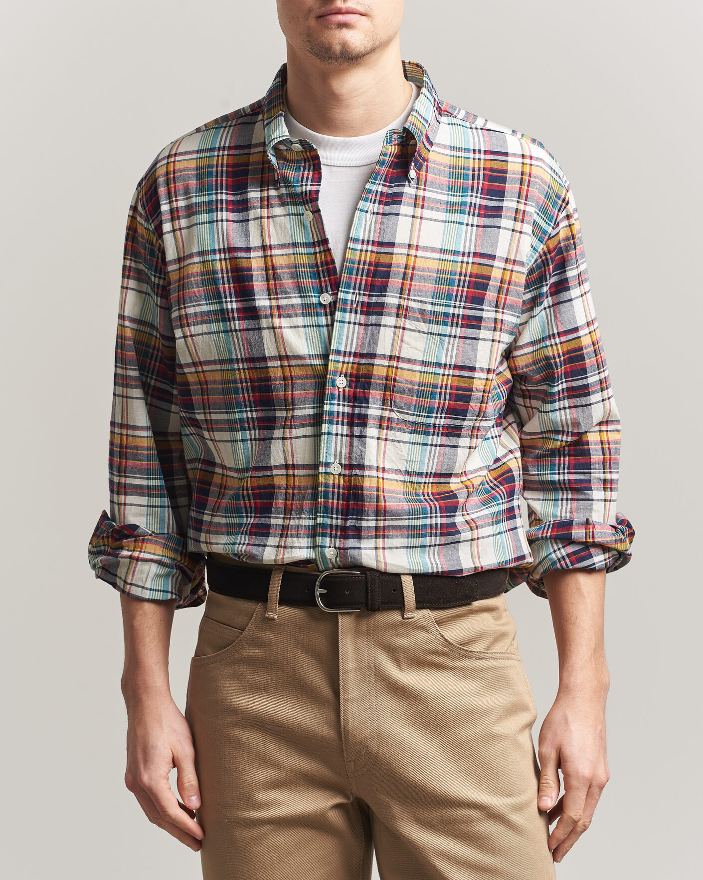 Uomini | Camicie | Kamakura Shirts | Vintage Ivy Button Down Shirt Yellow Madras