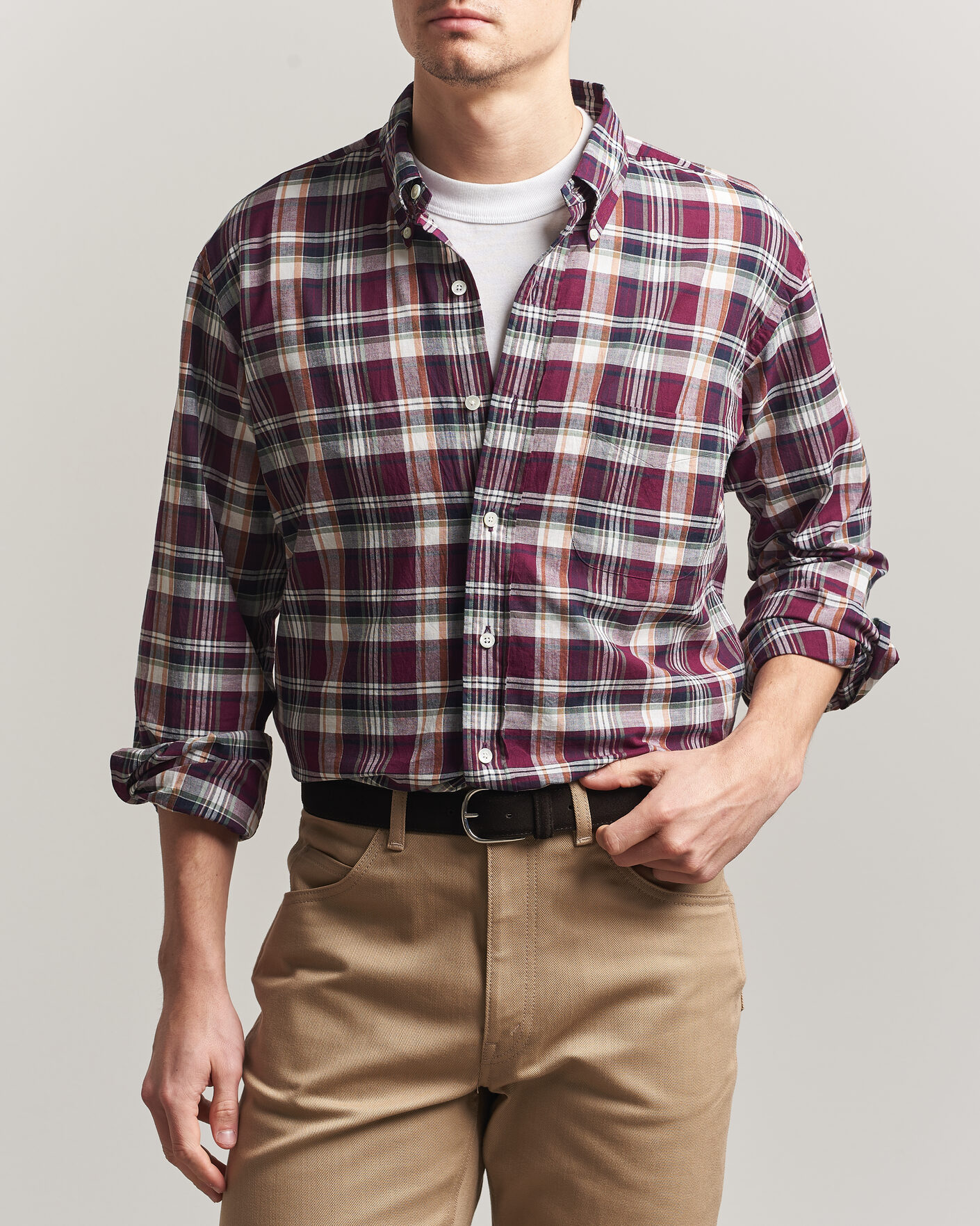 Uomini | Camicie | Kamakura Shirts | Vintage Ivy Button Down Shirt Red Madras