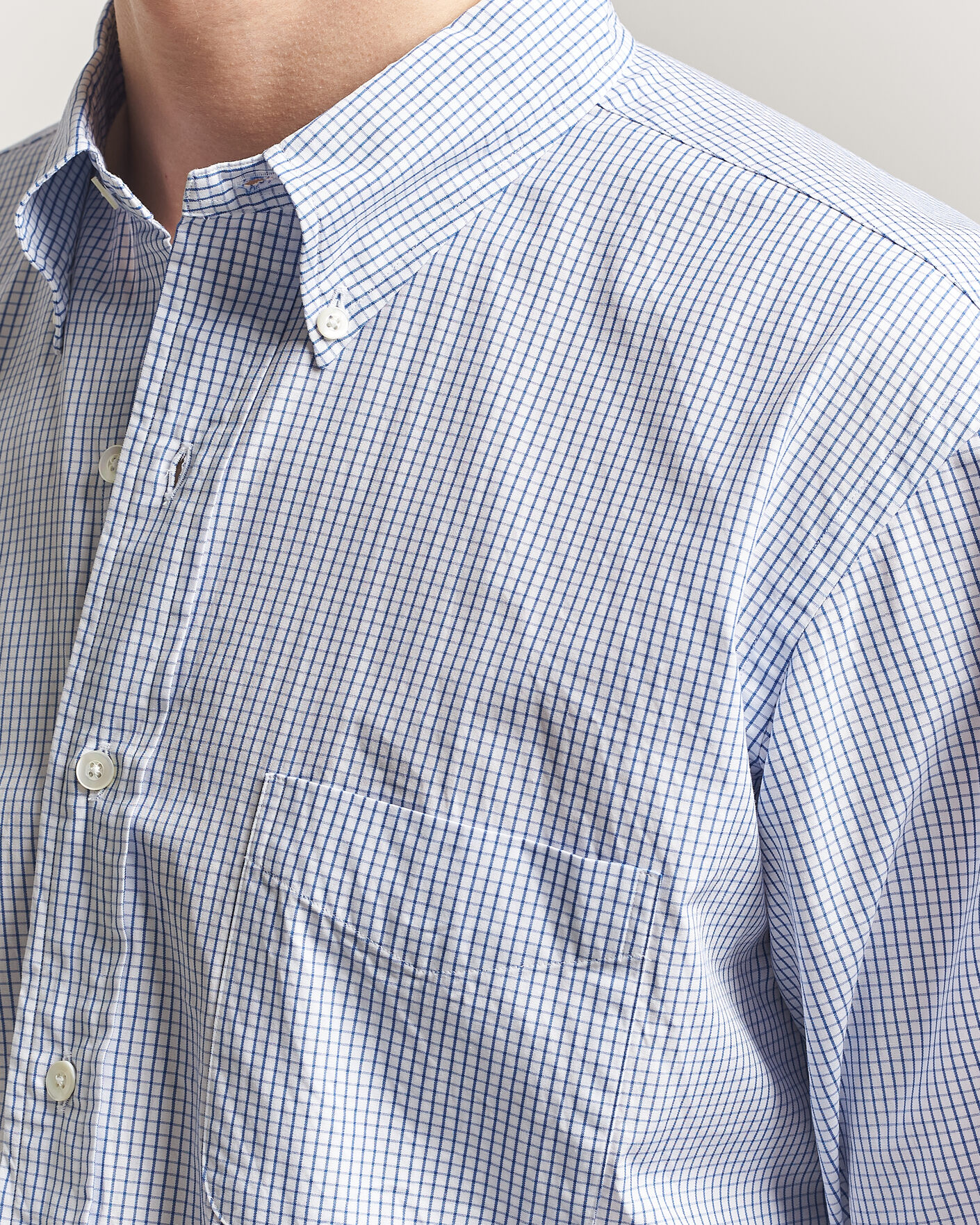 Uomini | Camicie | Kamakura Shirts | Vintage Ivy Button Down Shirt Blue Check