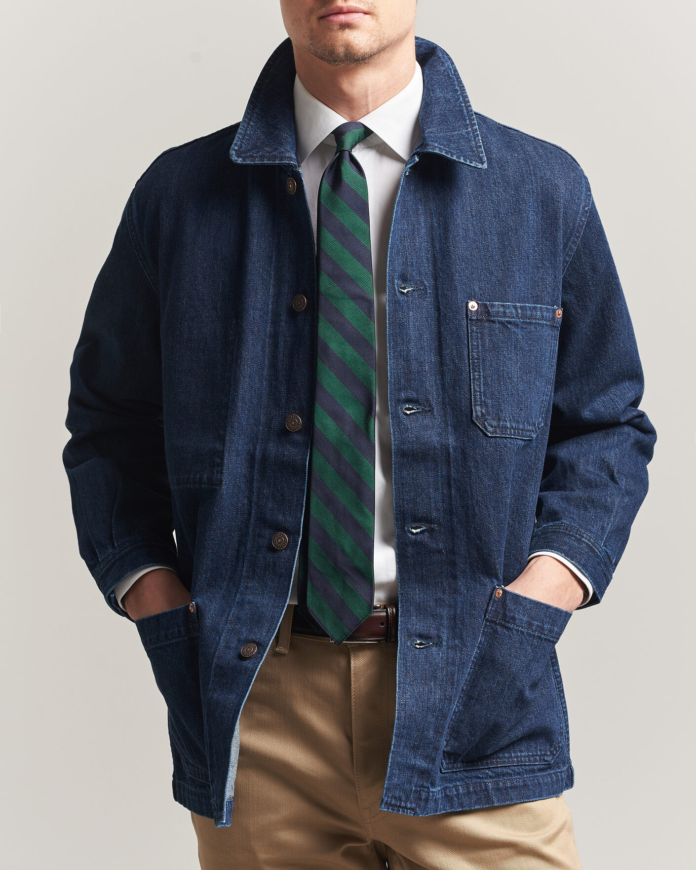 Uomini | Giacche | Kamakura Shirts | French Work Jacket Dark Denim