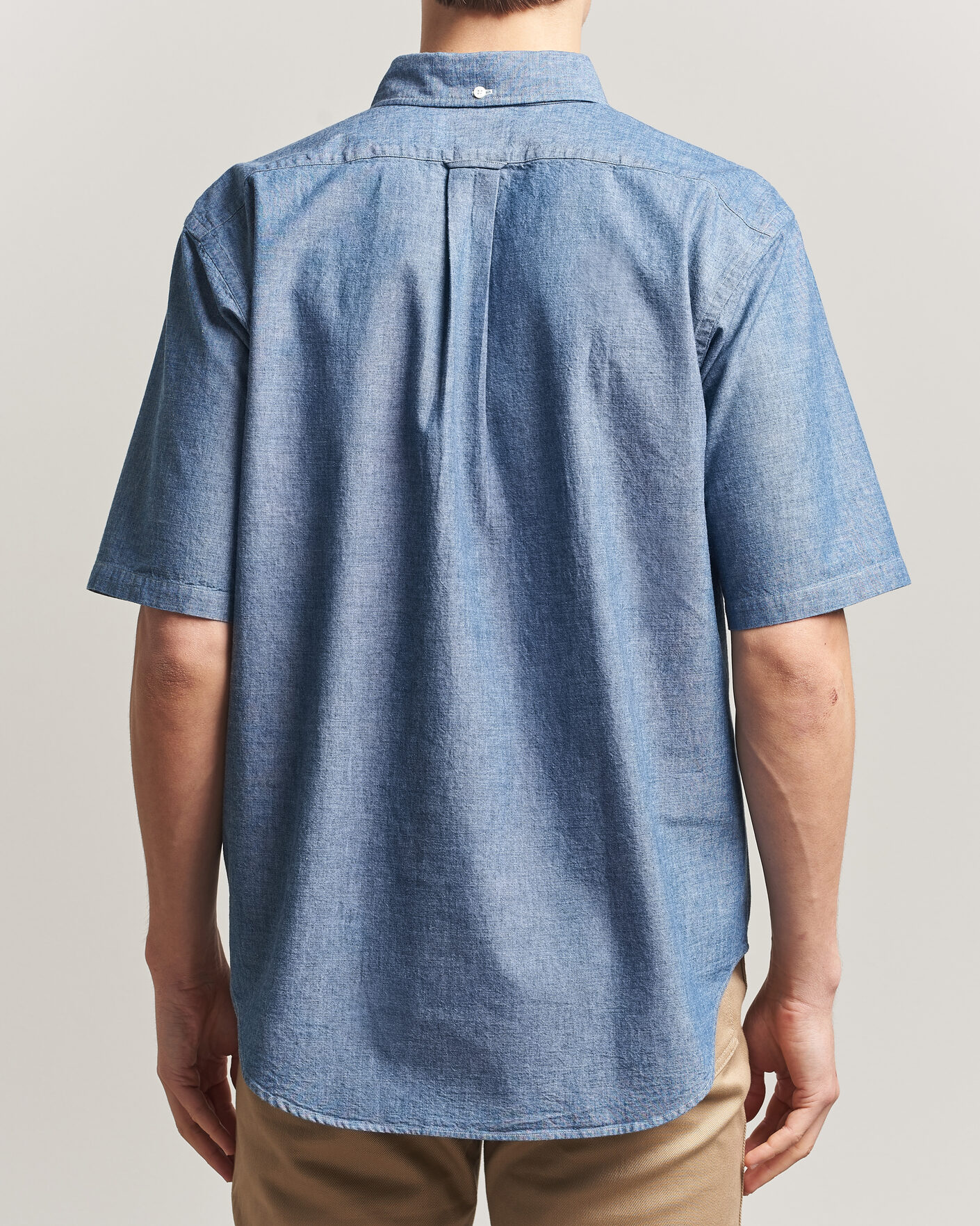 Uomini | Camicie | Kamakura Shirts | Vintage Ivy Half Sleeve Chambray Popover Blue
